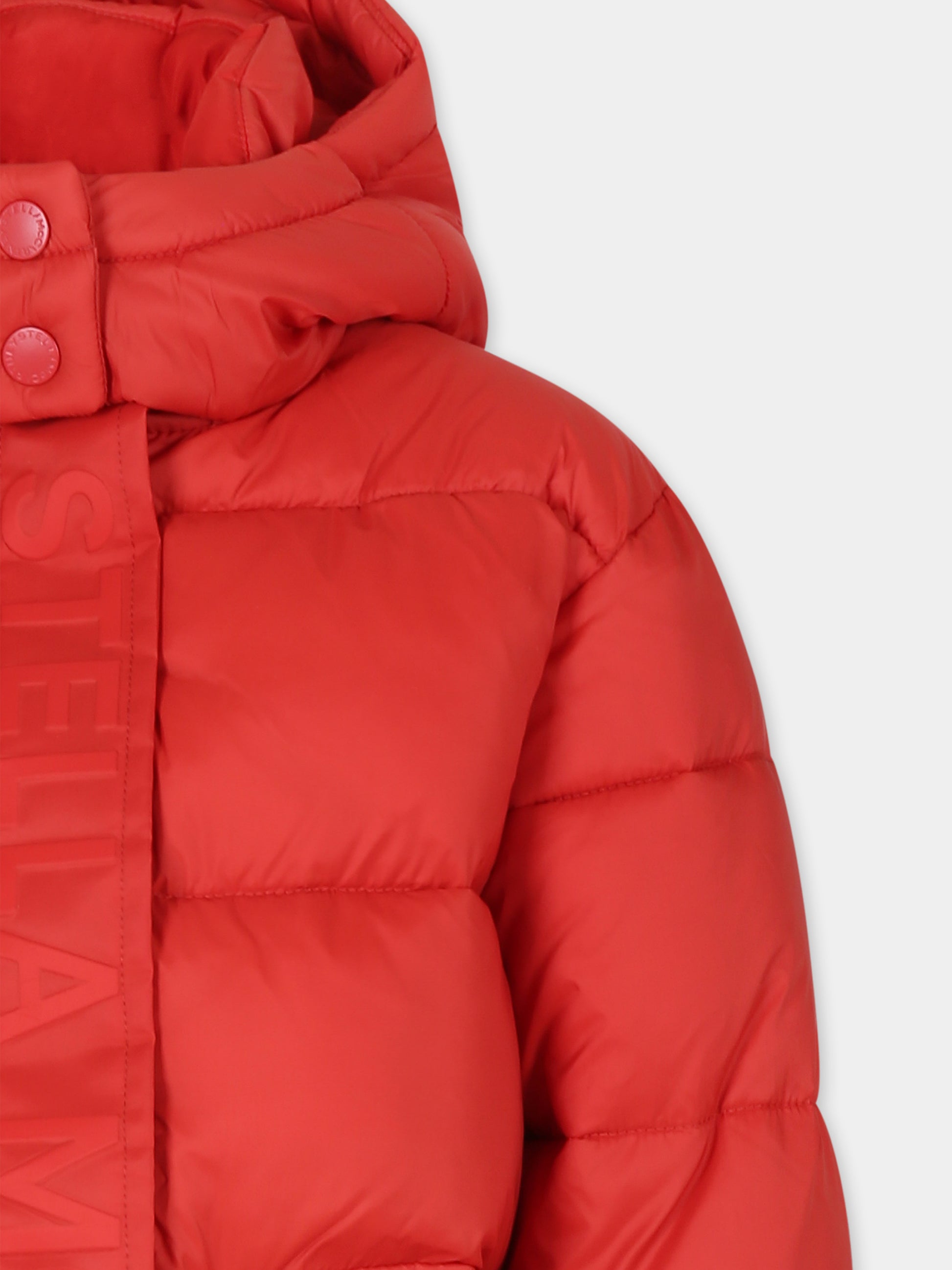 Piumino rosso per bambina con logo,Stella Mccartney Kids,TT2C20 Z0536 412