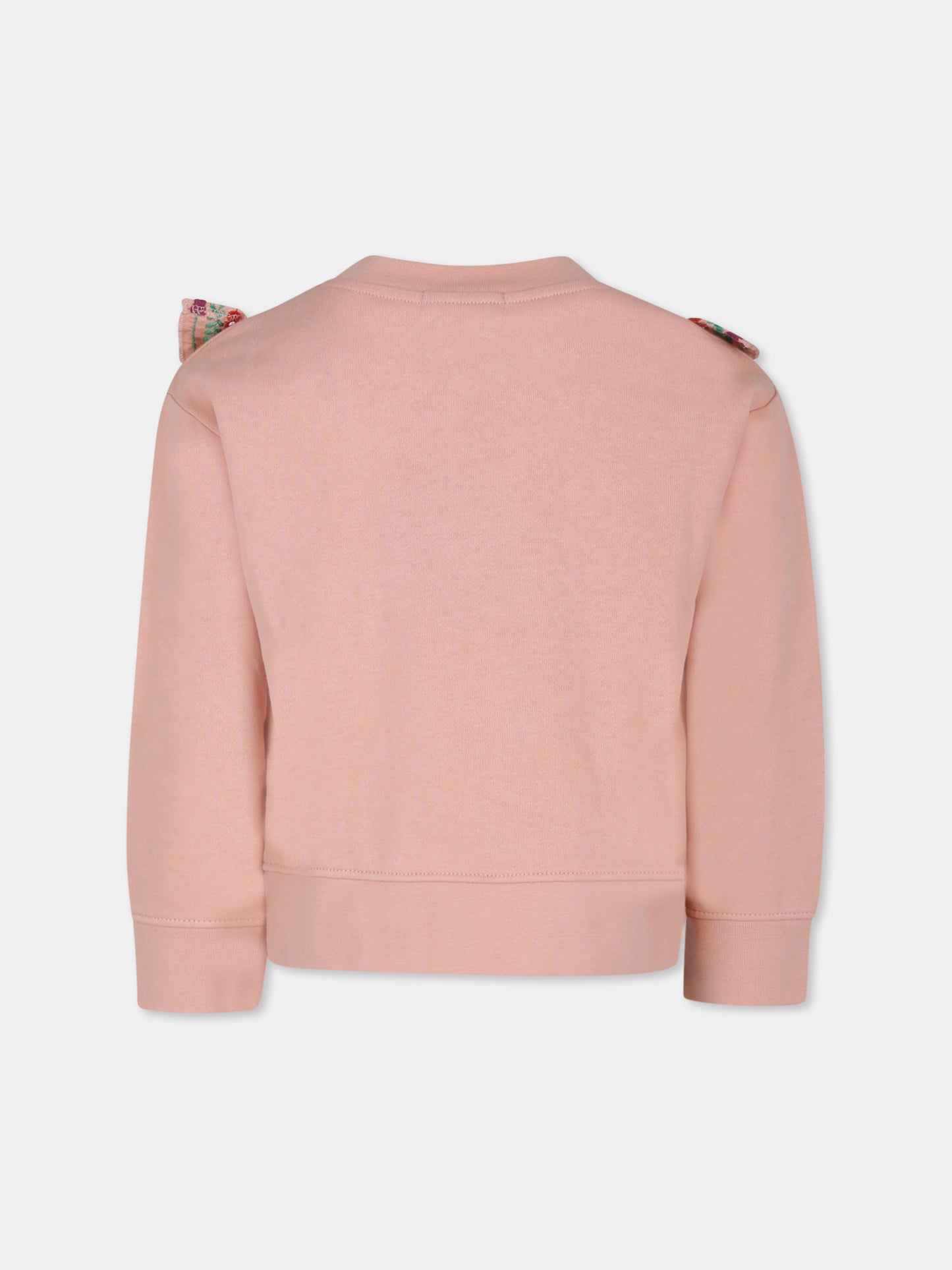 Felpa rosa per bambina con ricami,Stella Mccartney Kids,TT4C10 Z0447 512