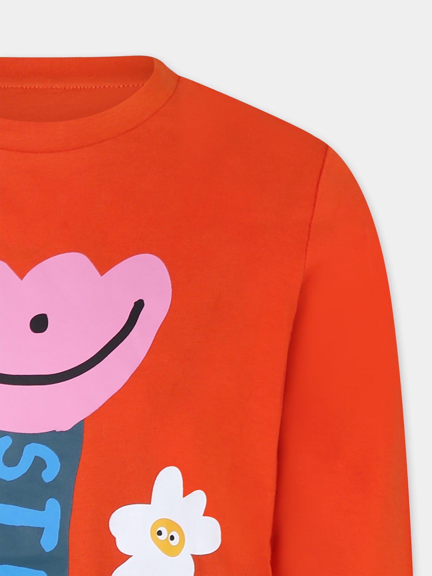 T-shirt arancione per bambina con fiori,Stella Mccartney Kids,TT8C00 Z0434 437