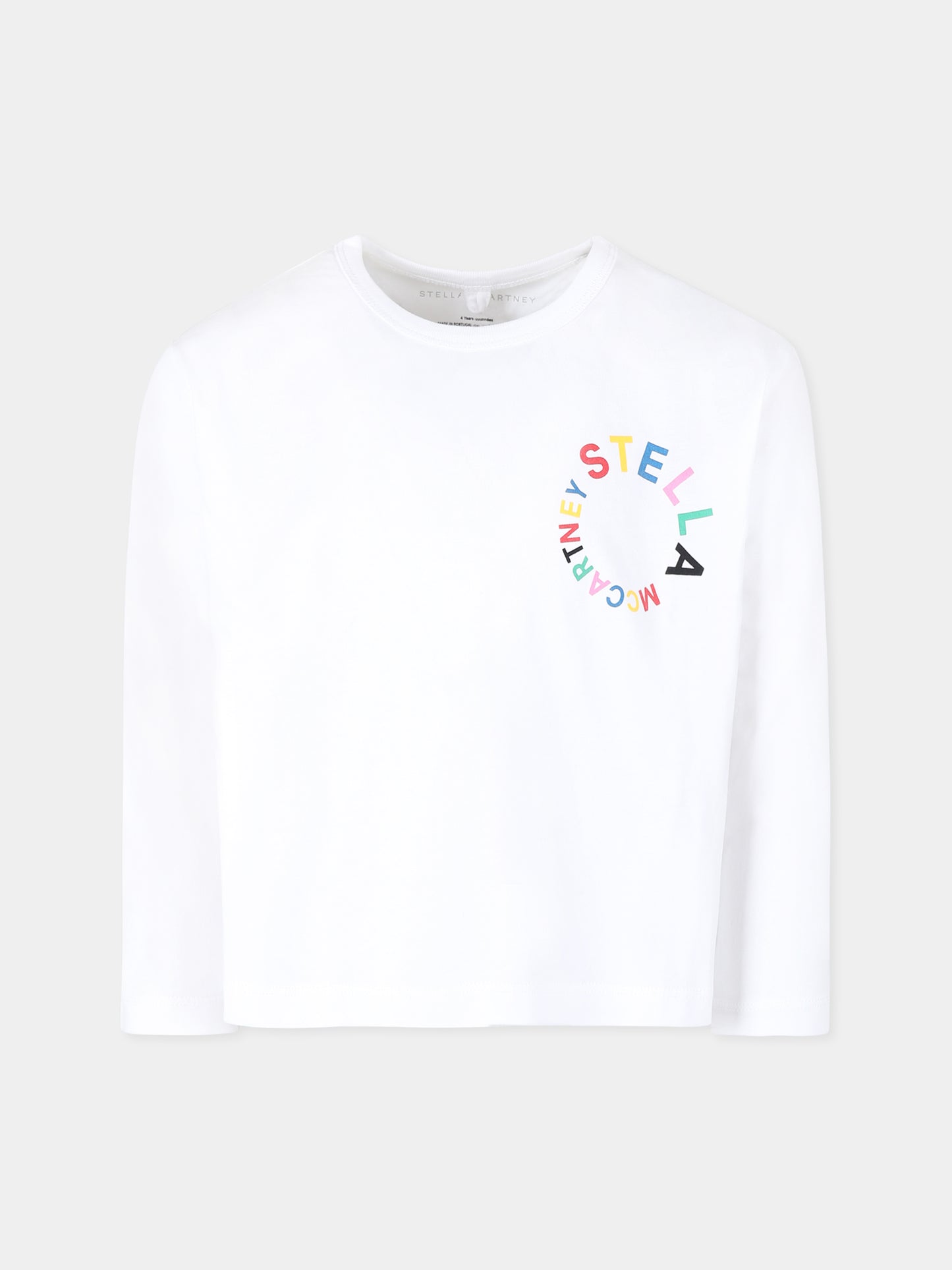 T-shirt bianca per bambina con logo,Stella Mccartney Kids,TT8C70 Z0434 100