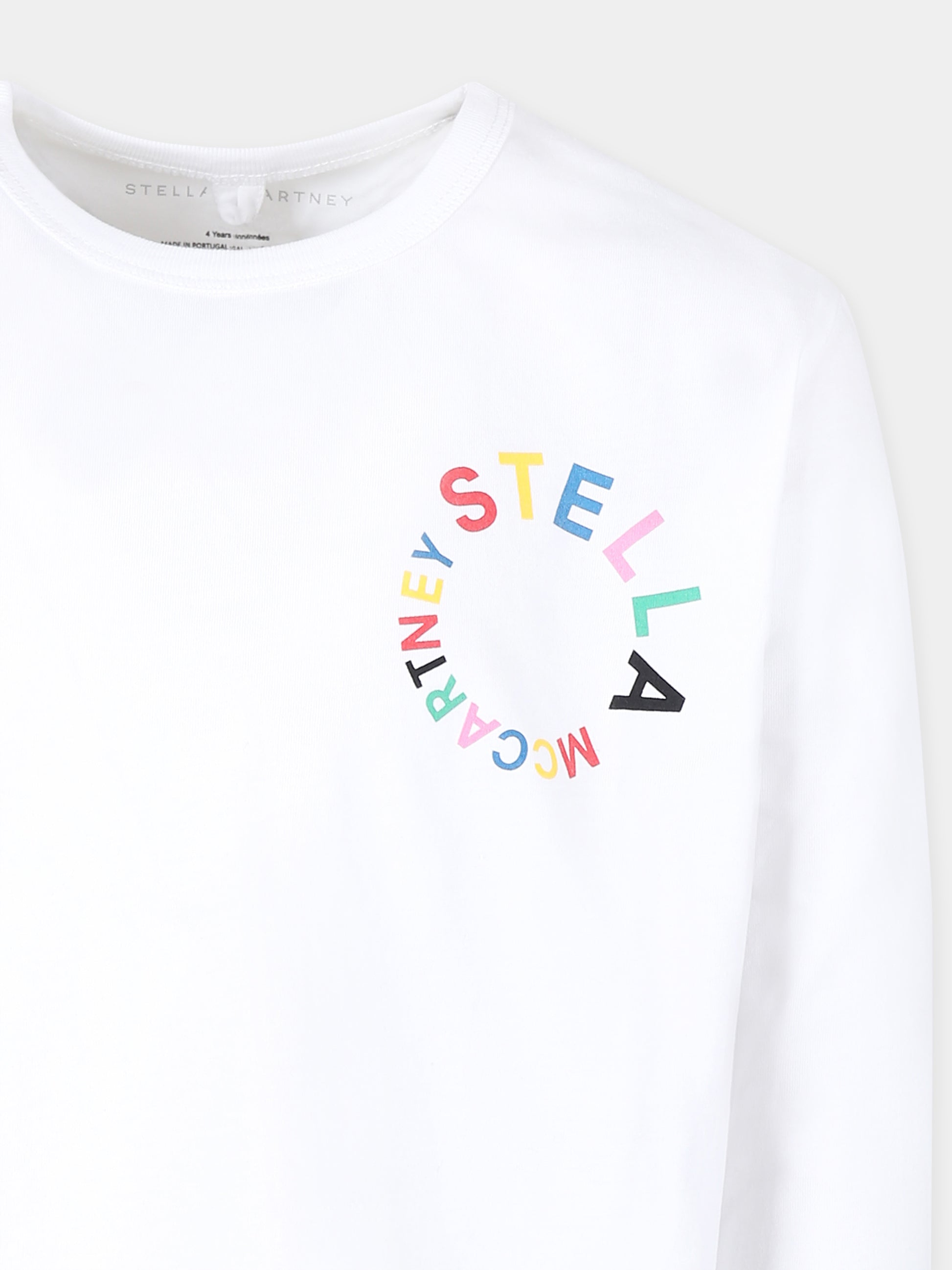 T-shirt bianca per bambina con logo,Stella Mccartney Kids,TT8C70 Z0434 100