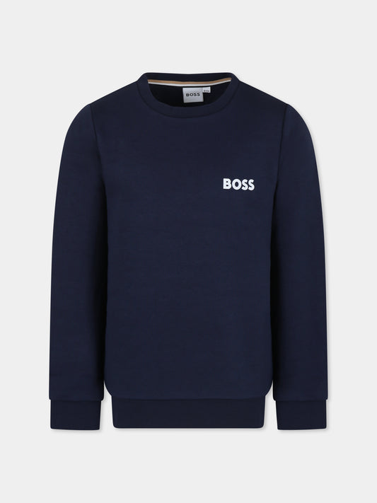 Maglione blu per bambino con logo,Boss,J25Q12 849