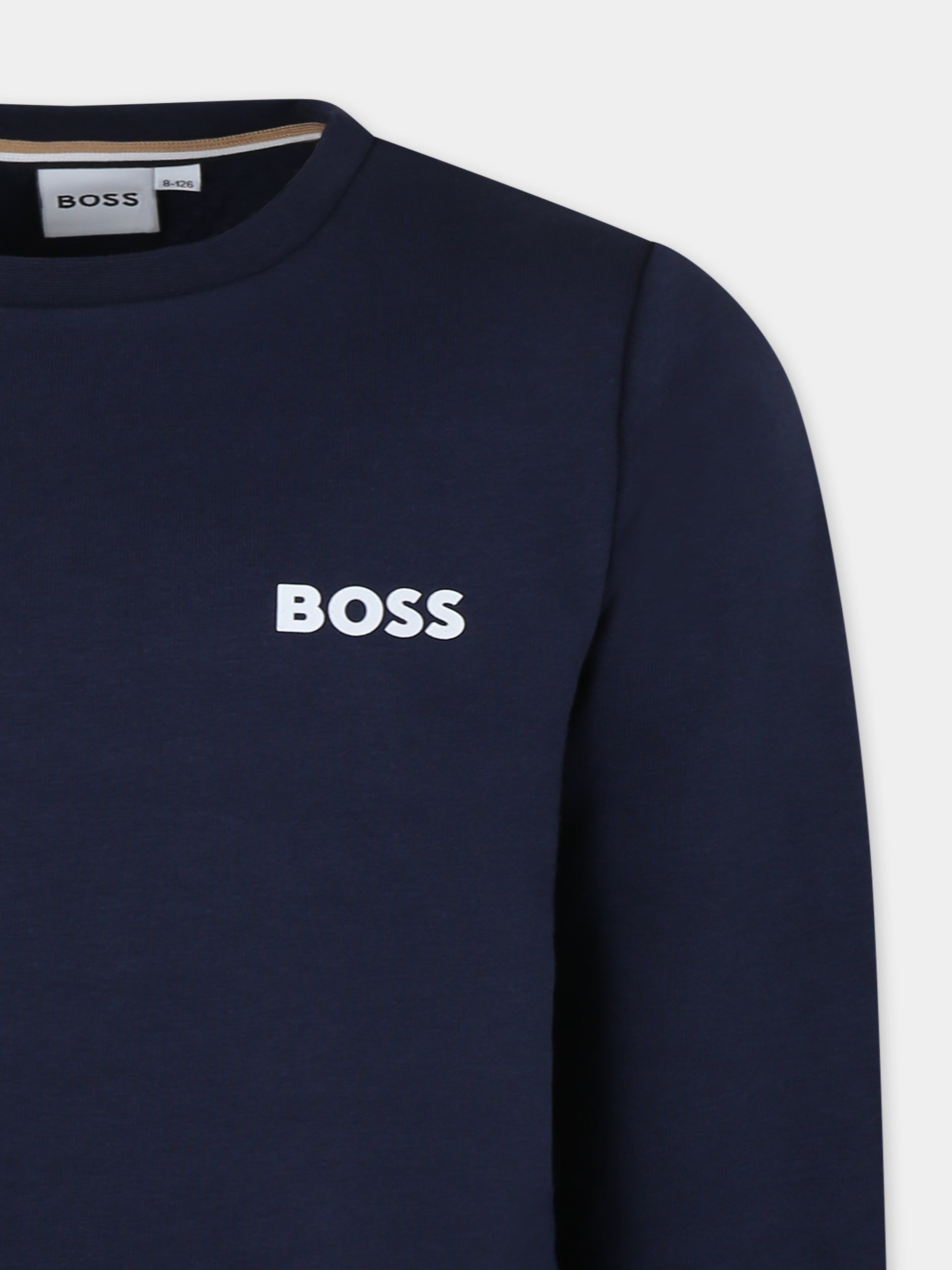 Maglione blu per bambino con logo,Boss,J25Q12 849