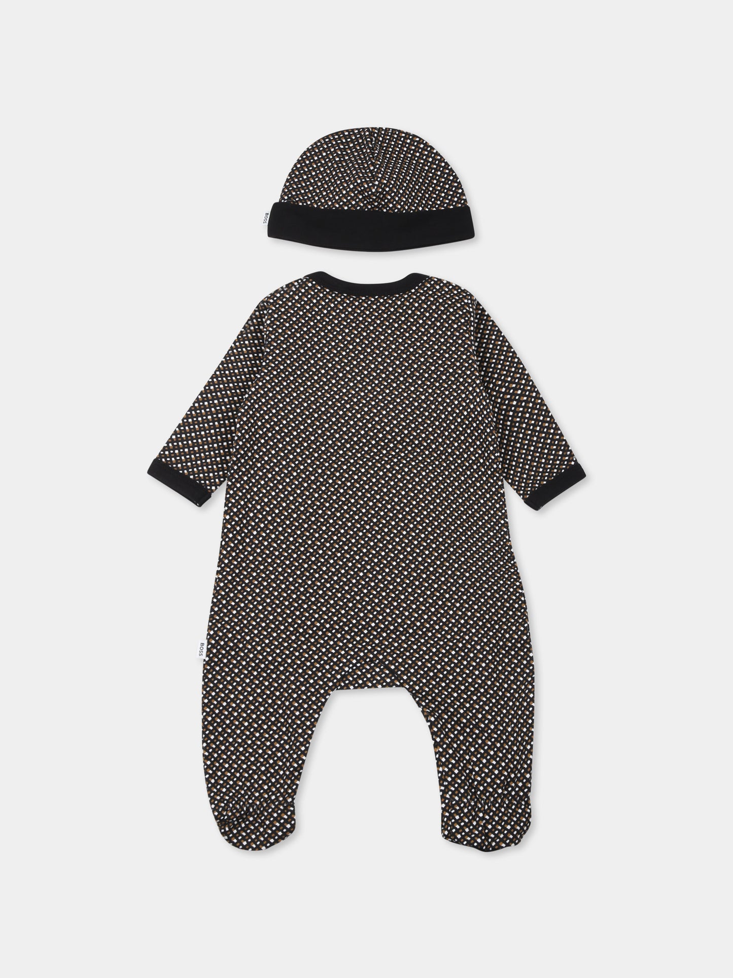 Set tutina nero per neonato con monogramma all over,Boss,J98438 09B