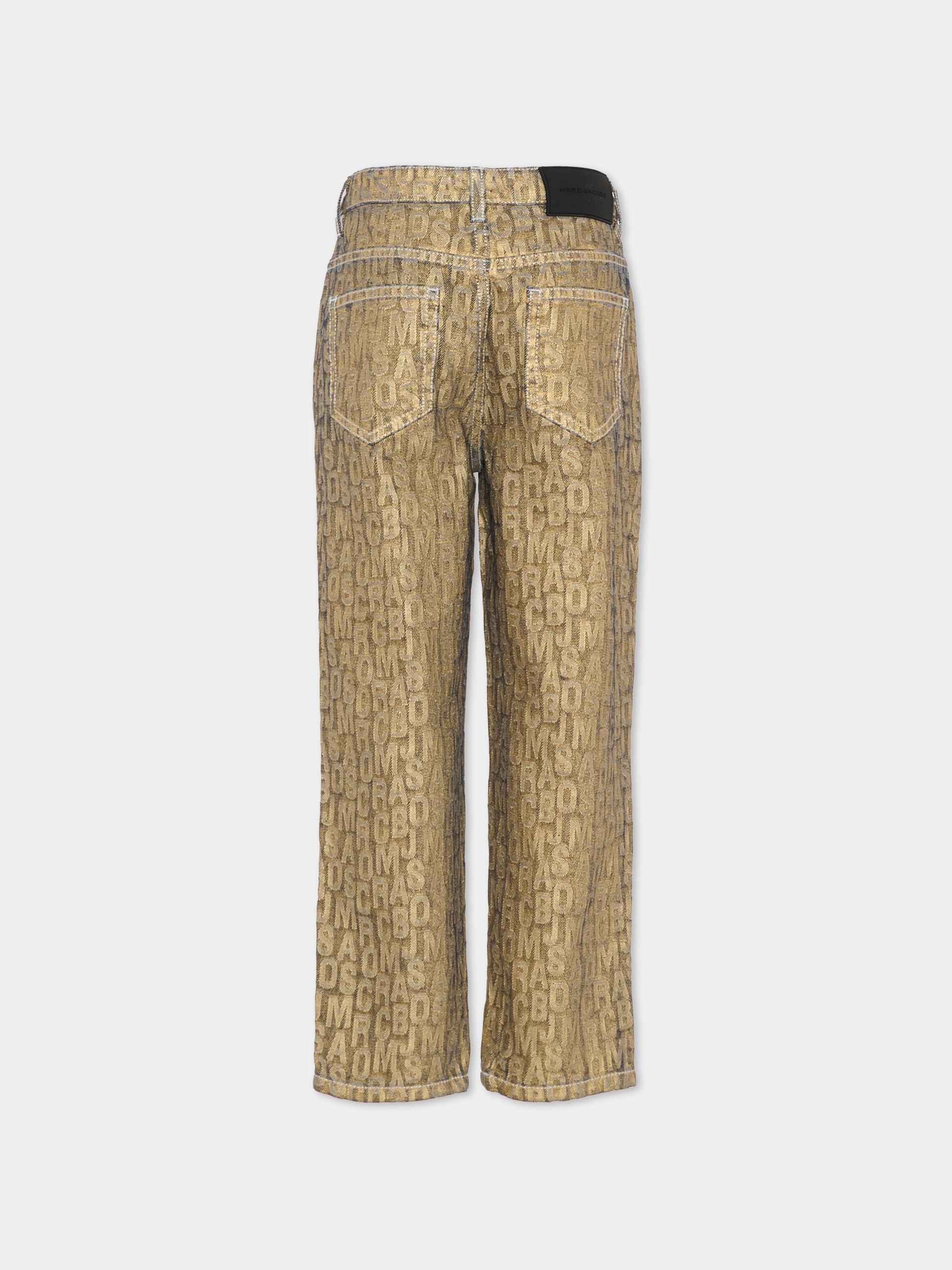 Pantaloni oro per bambina con logo,Marc Jacobs,W60251 32C