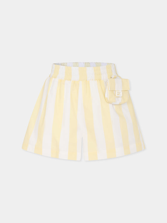 Yellow shorts for girl with pequin print