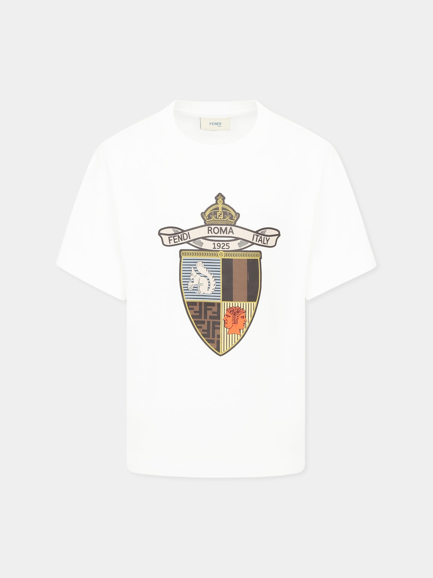 White t-shirt for boy with crest