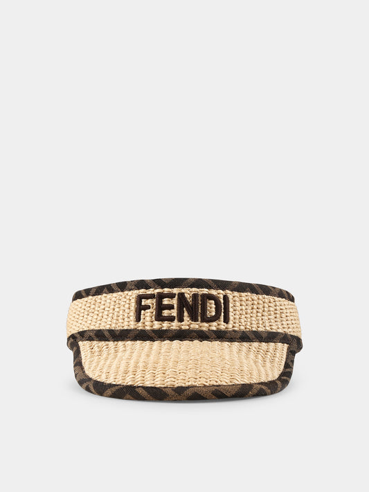 Cappello beige per bambini con logo,Fendi Kids,JUP035 AULR F0GUU