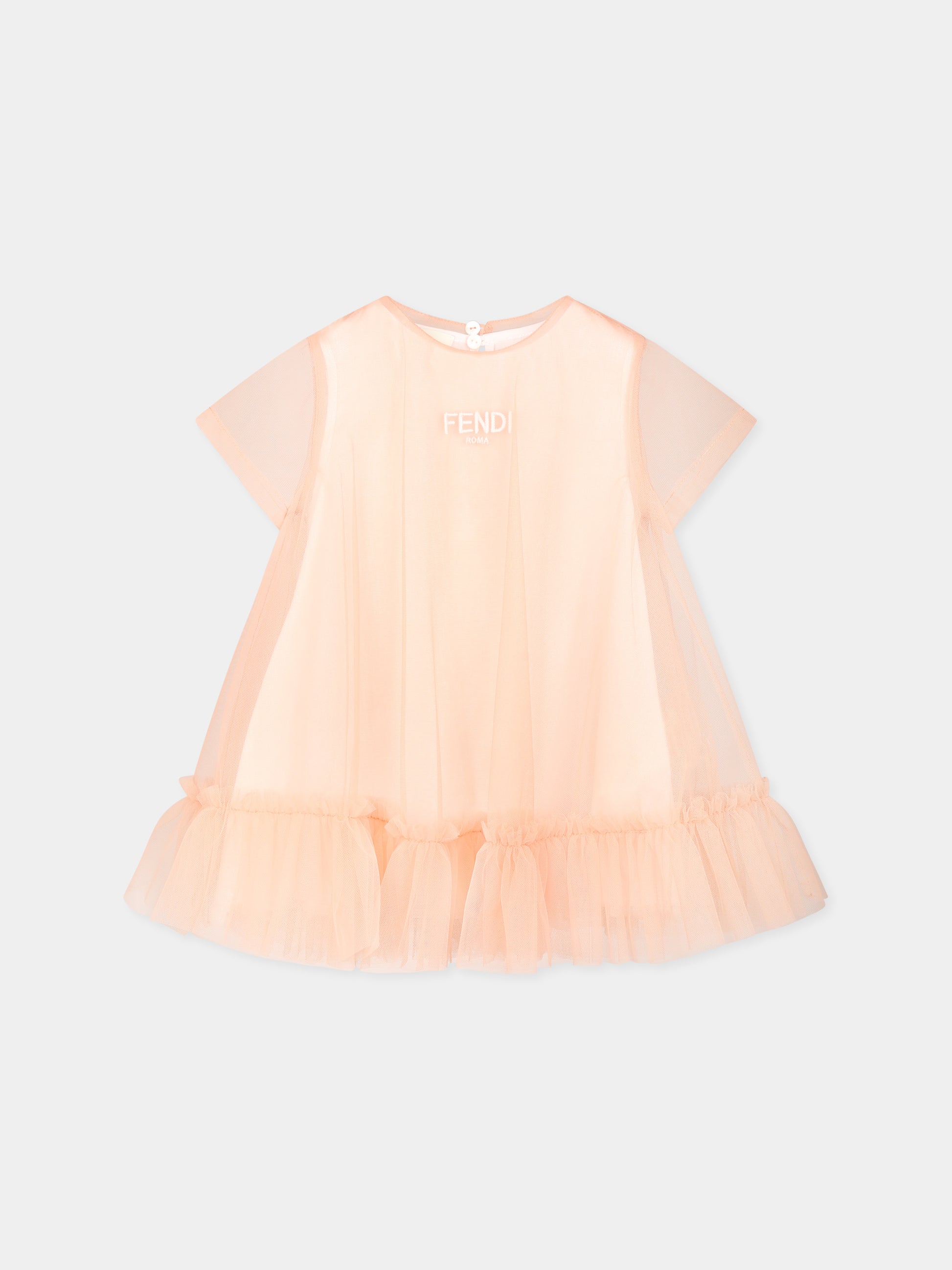 Vestito rosa per neonata con logo,Fendi Kids,BFB554 AEXX F1RX7