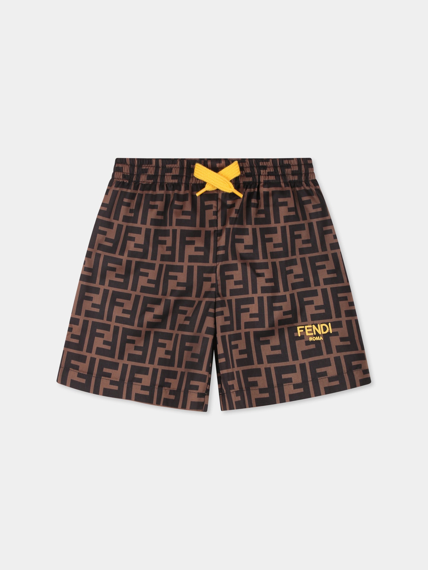 Boxer mare marrone per neonato con FF all over,Fendi Kids,BMM015 AQTX F15B6