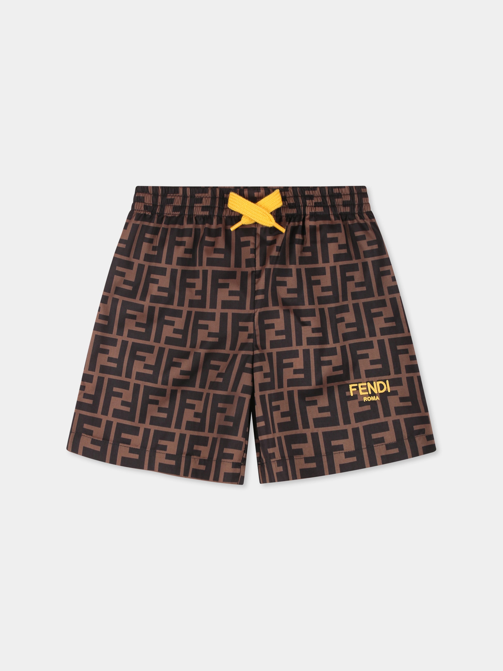 Boxer mare marrone per neonato con FF all over,Fendi Kids,BMM015 AQTX F15B6