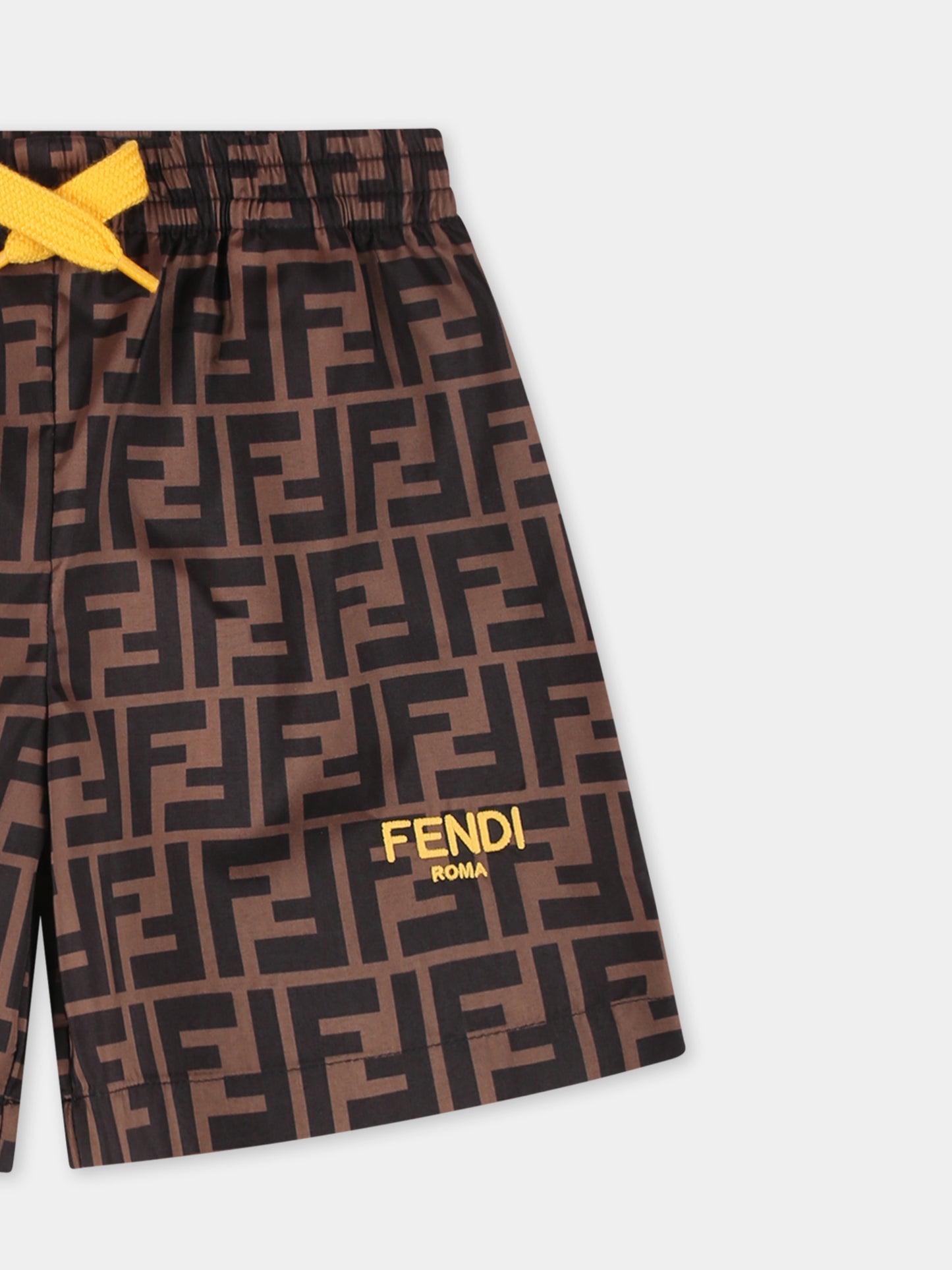 Boxer mare marrone per neonato con FF all over,Fendi Kids,BMM015 AQTX F15B6