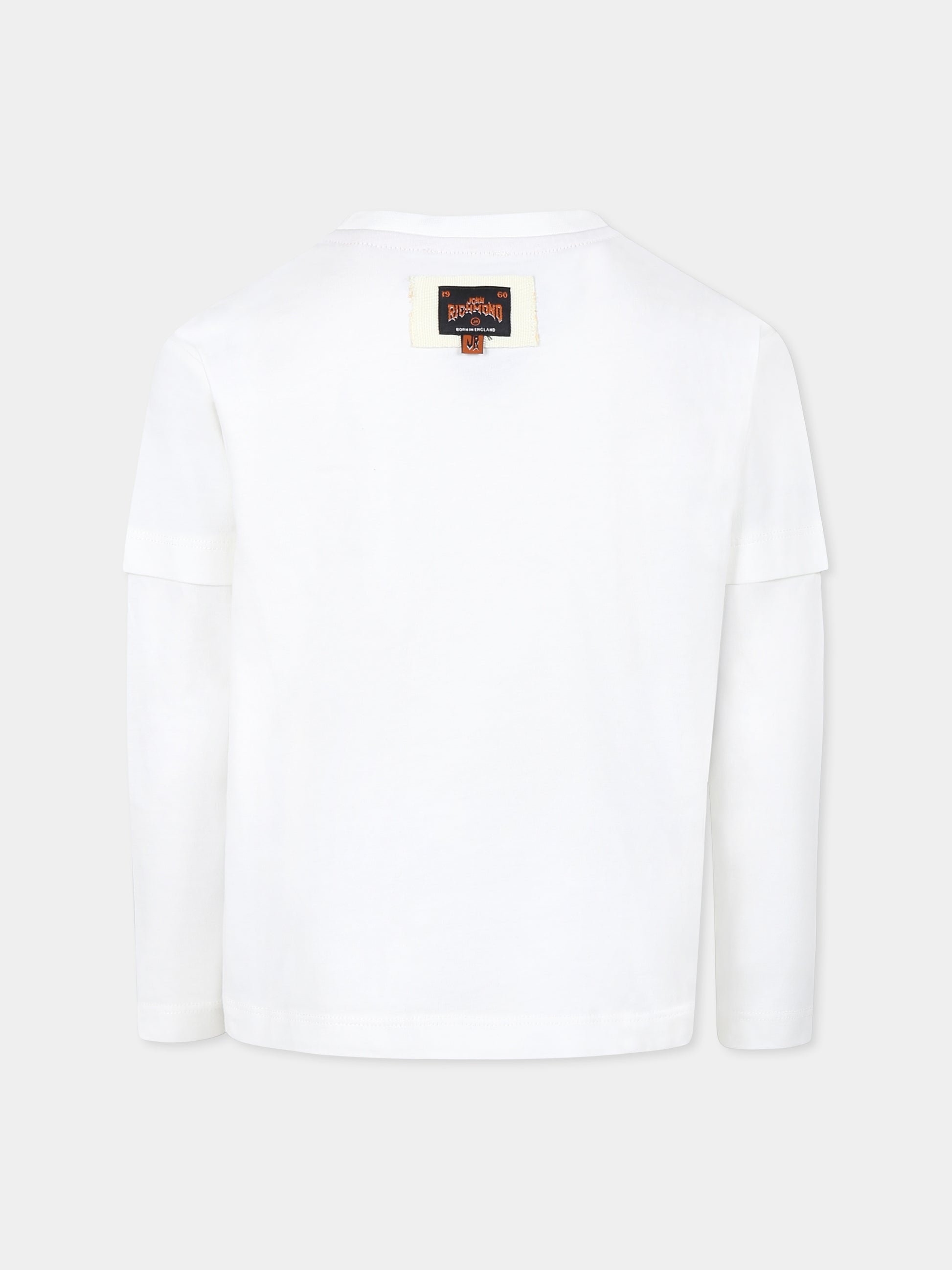 T-shirt bianca per bambino con logo,Richmond,RBA24058TS OFF-WHITE