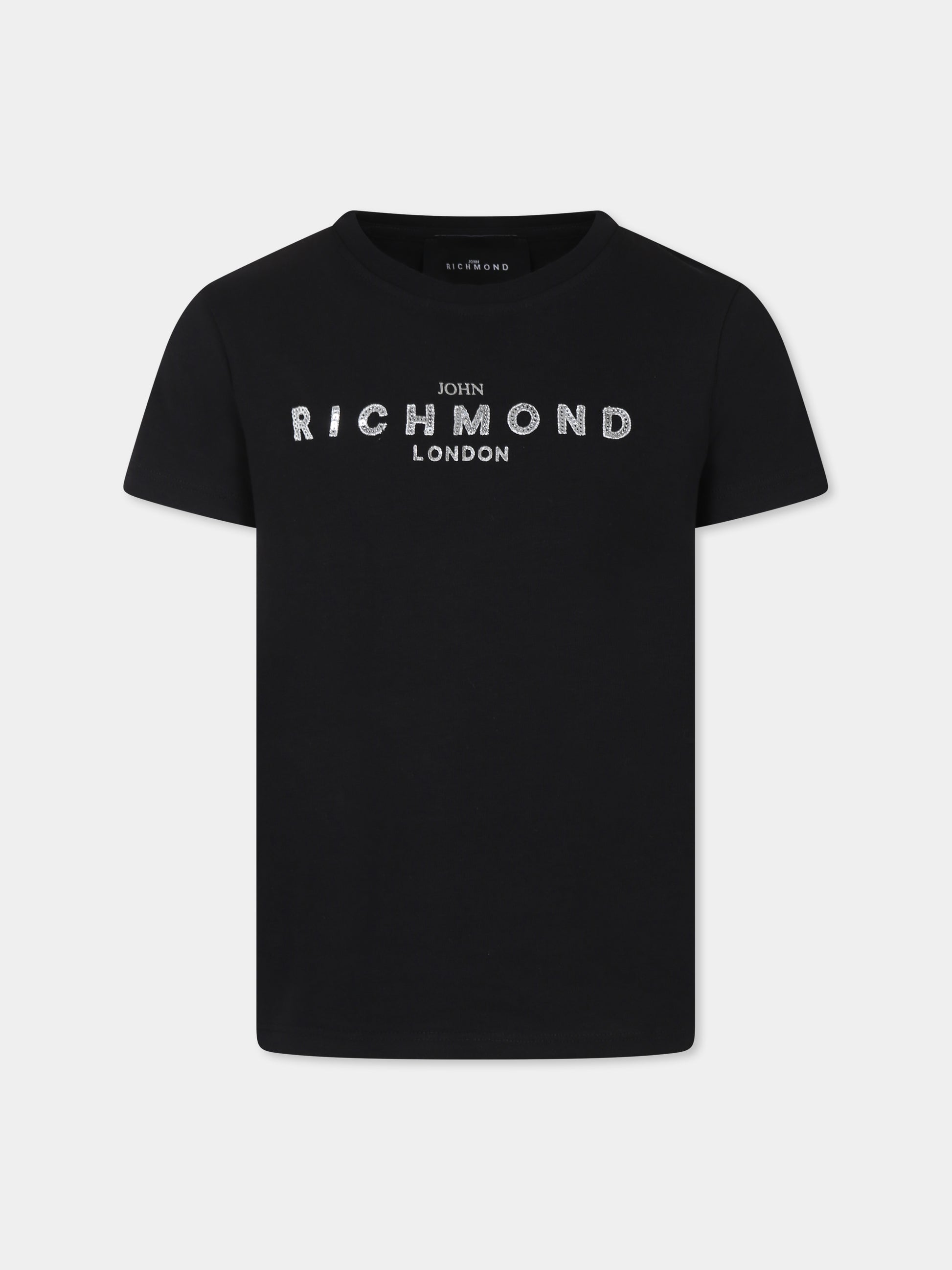 T-shirt nera per bambina con logo,Richmond,RGA24055TS BLACK