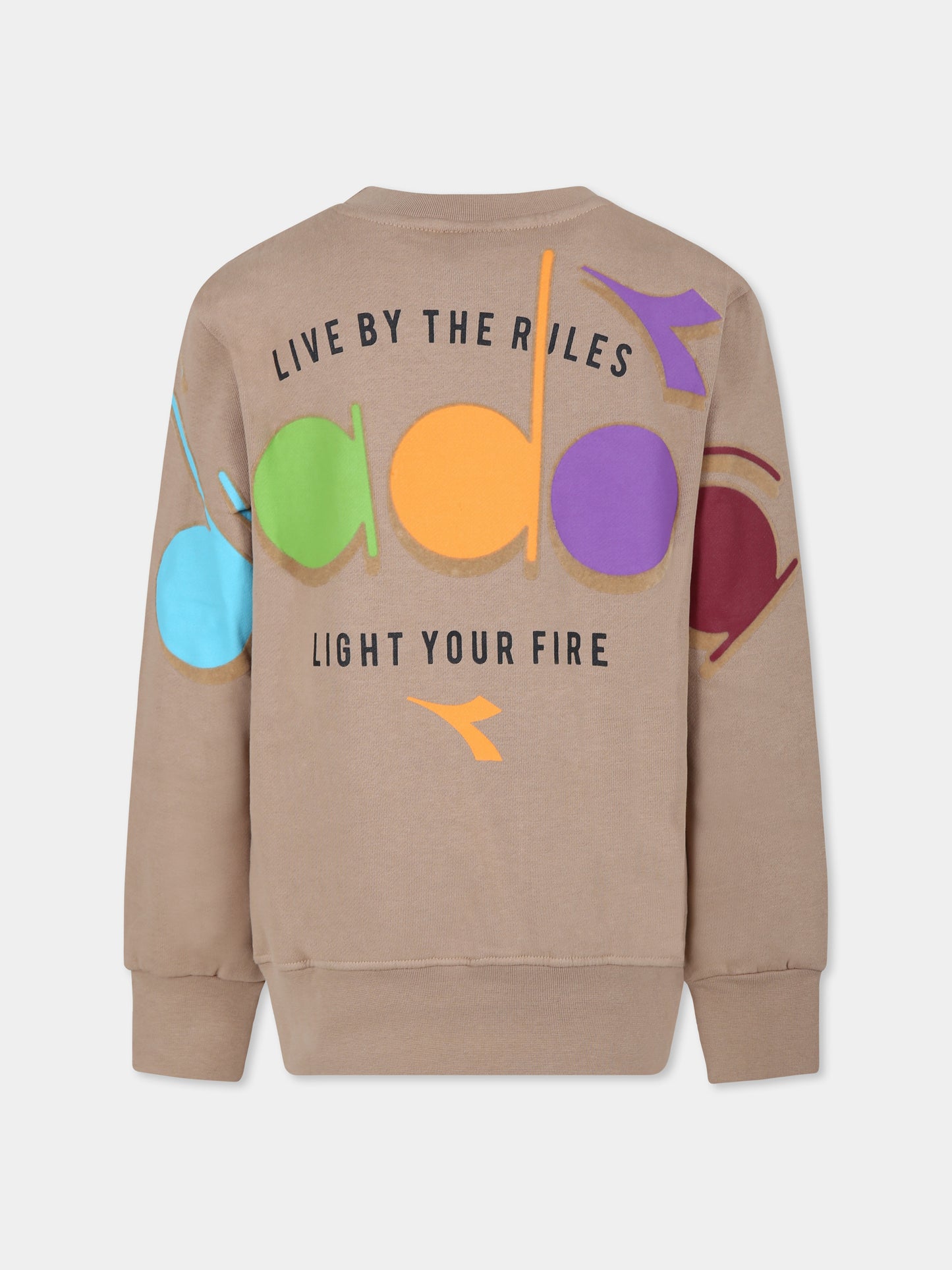 Felpa beige per bambino con logo,Diadora Kids,F3DIJBSW009 015