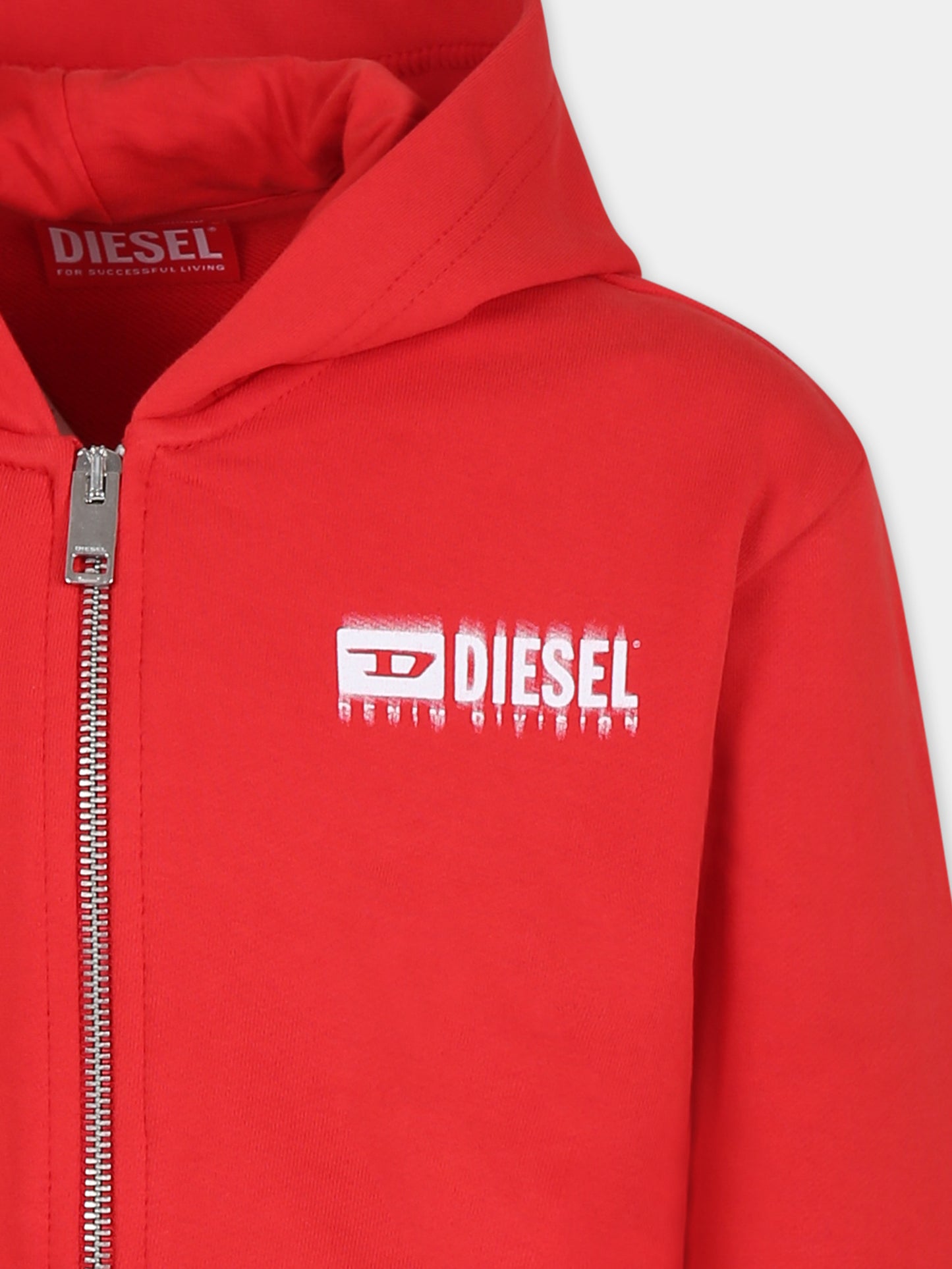 Felpa rossa per bambino con logo,Diesel,J02039 KYAVF K457