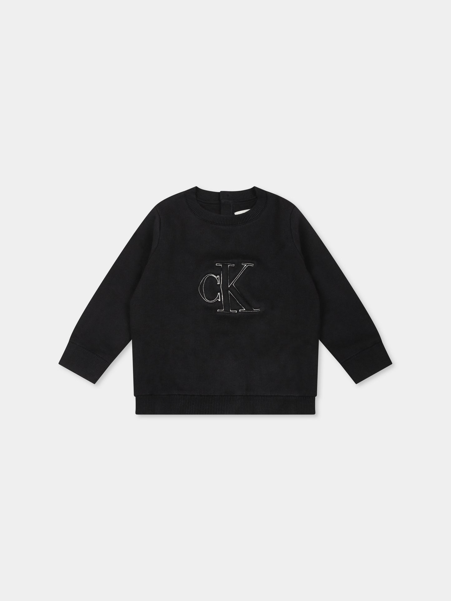 Maglione nero per neonati con monogramma,Calvin Klein Kids,IN0IN00234 BEH
