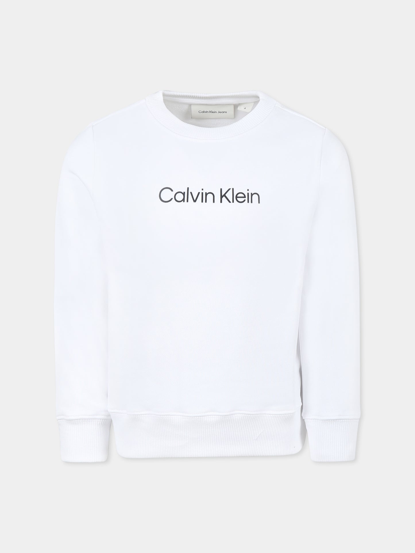Felpa bianca per bambini con logo,Calvin Klein Kids,IU0IU00680 YAF