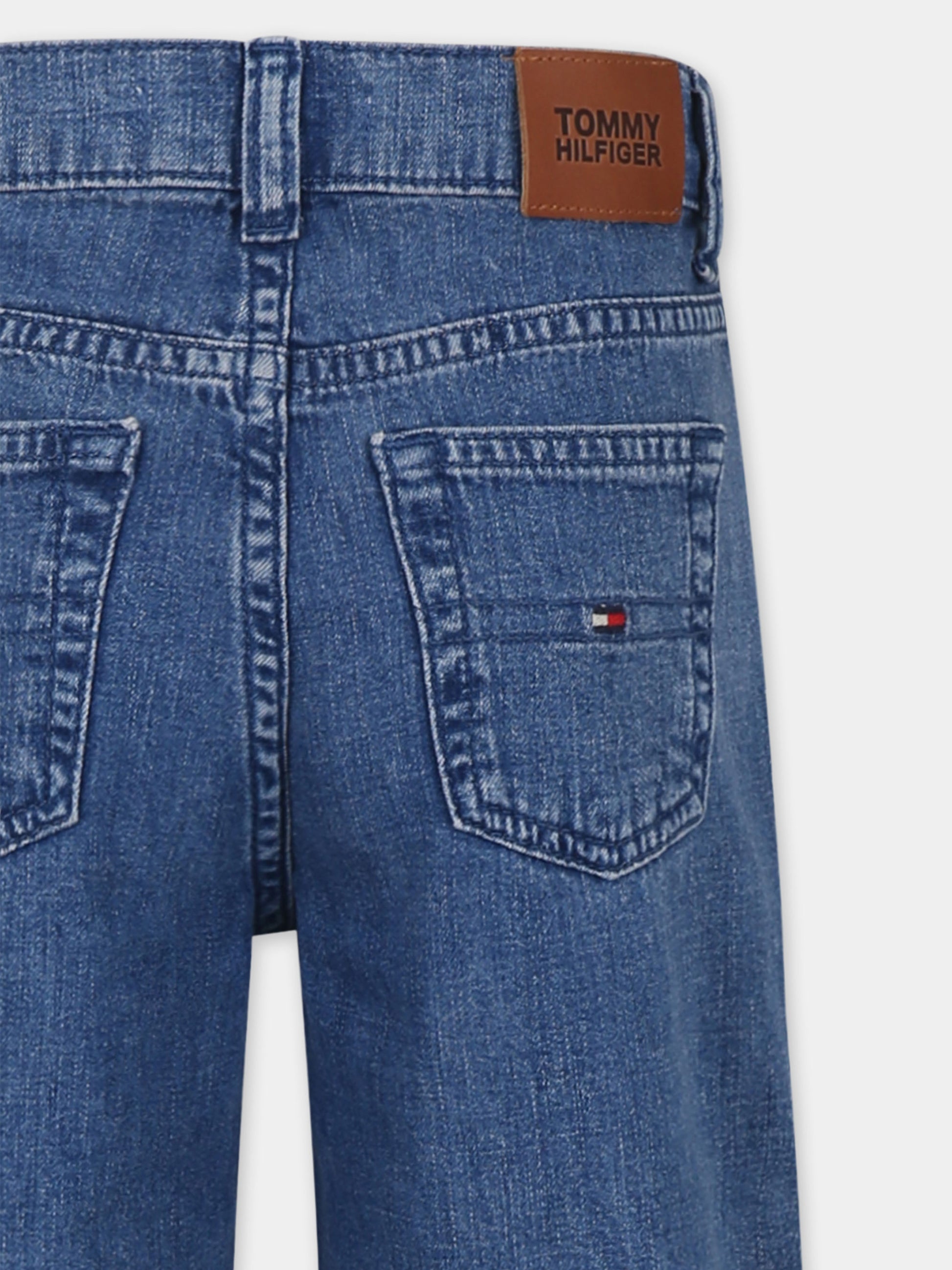 Jeans blu per bambina con bandierina,Tommy Hilfiger Junior,KG0KG08019 1A6