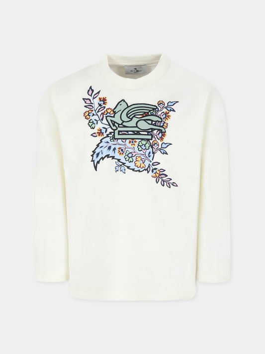 Ivory t-shirt for girl with Pegasus