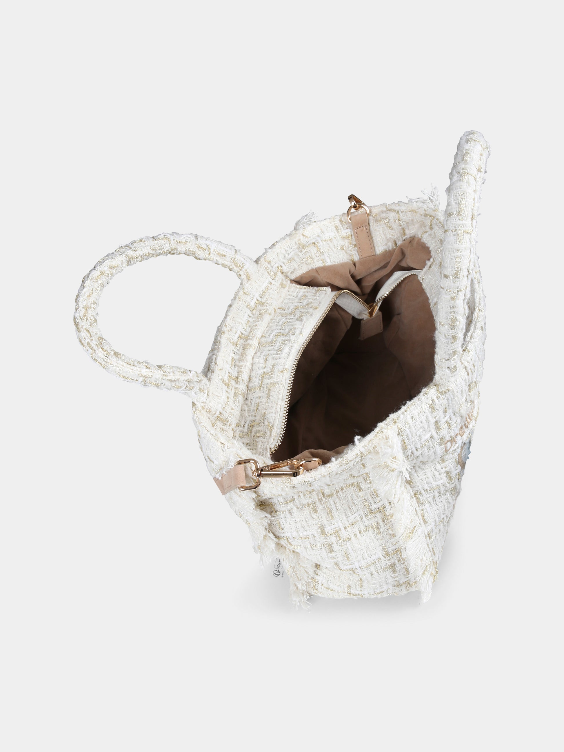 Borsa avorio Colette per bambina con logo,Mc2 Saint Barth,COL0015 00242G