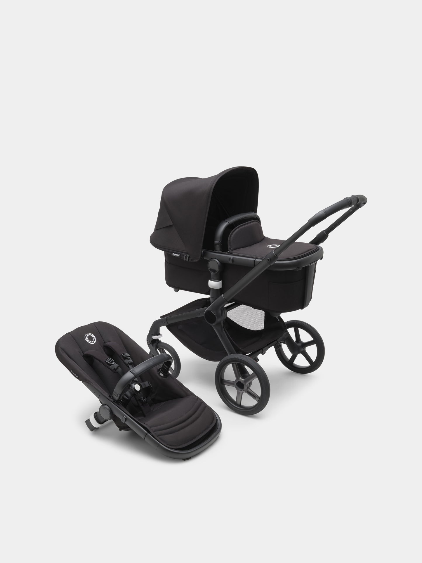 Passeggino Fox 5 completo Black/Midnight black per neonati