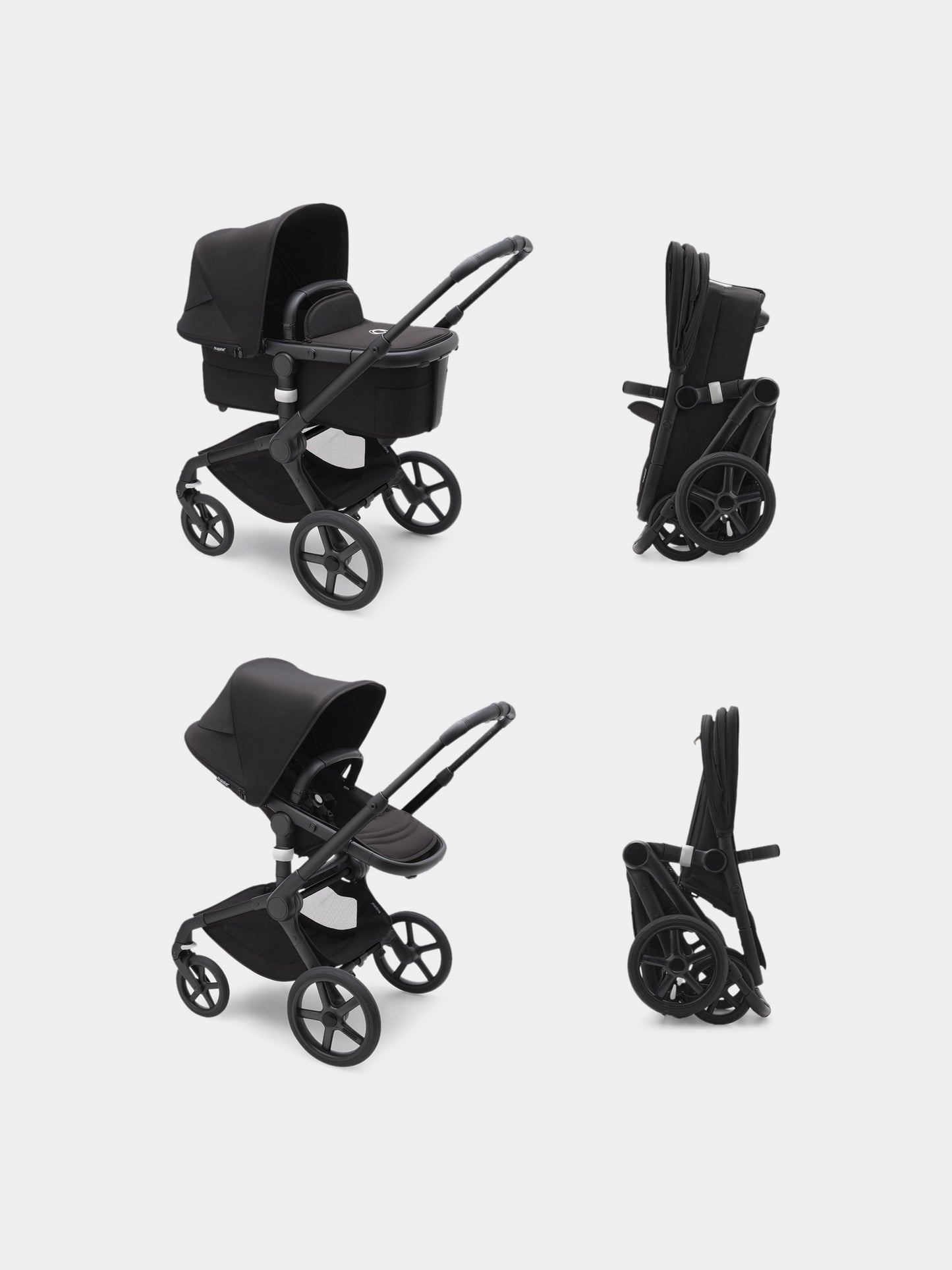 Passeggino Fox 5 completo Black/Midnight black per neonati