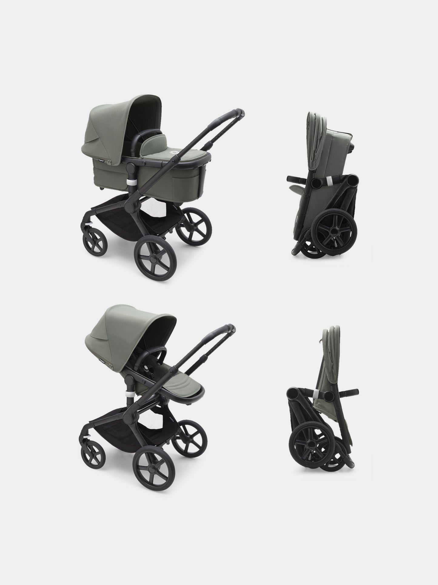 Passeggino Fox 5 completo Black/Forest green per neonati