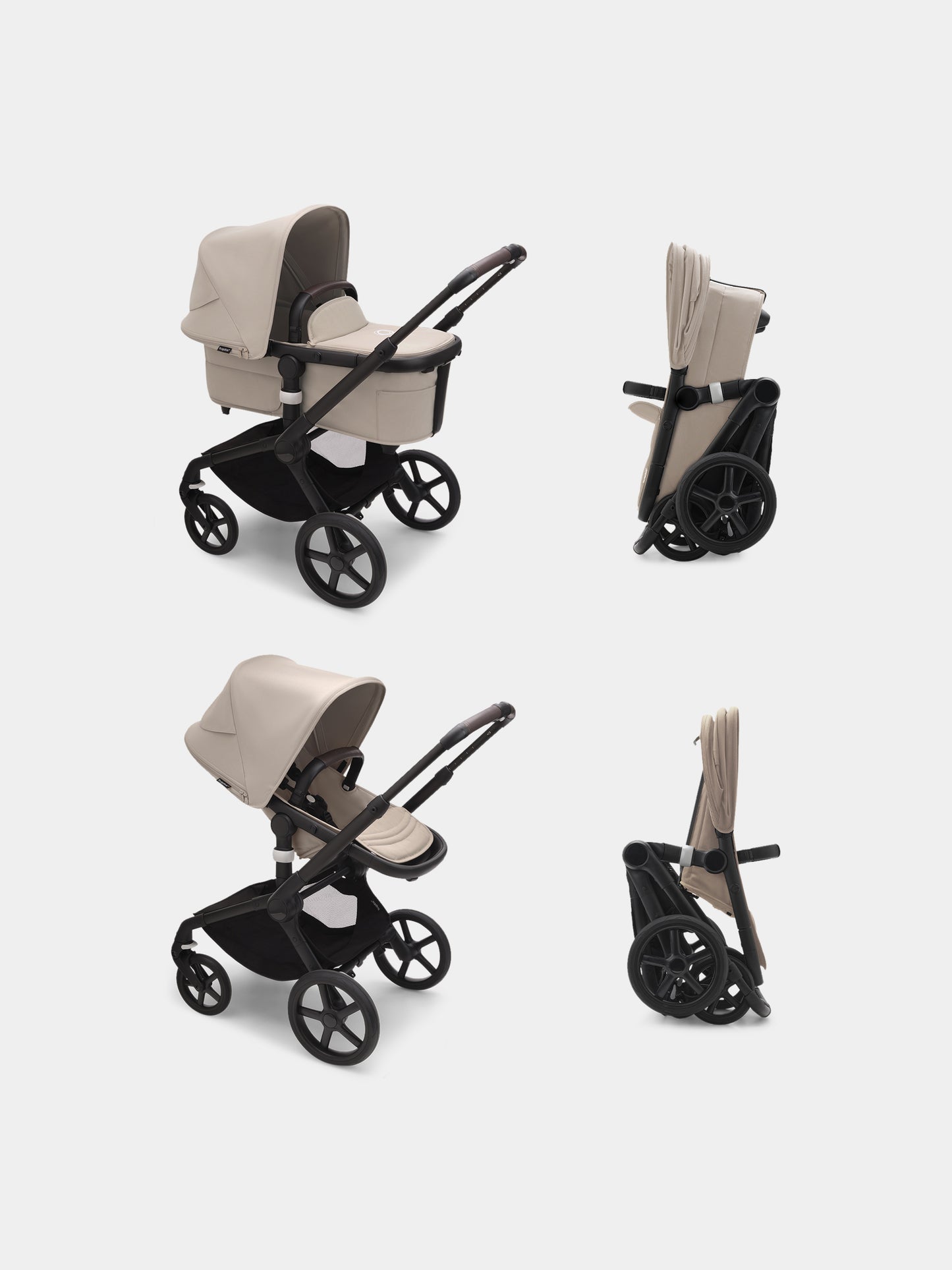 Passeggino Fox 5 completo Black/Desert taupe per neonati