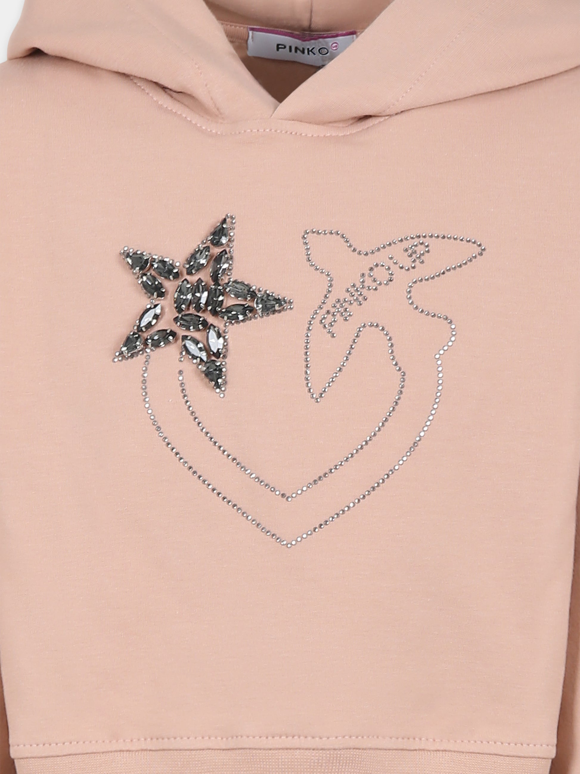 Felpa rosa per bambina con logo e strass,Pinko,F4PIJGHS057 261