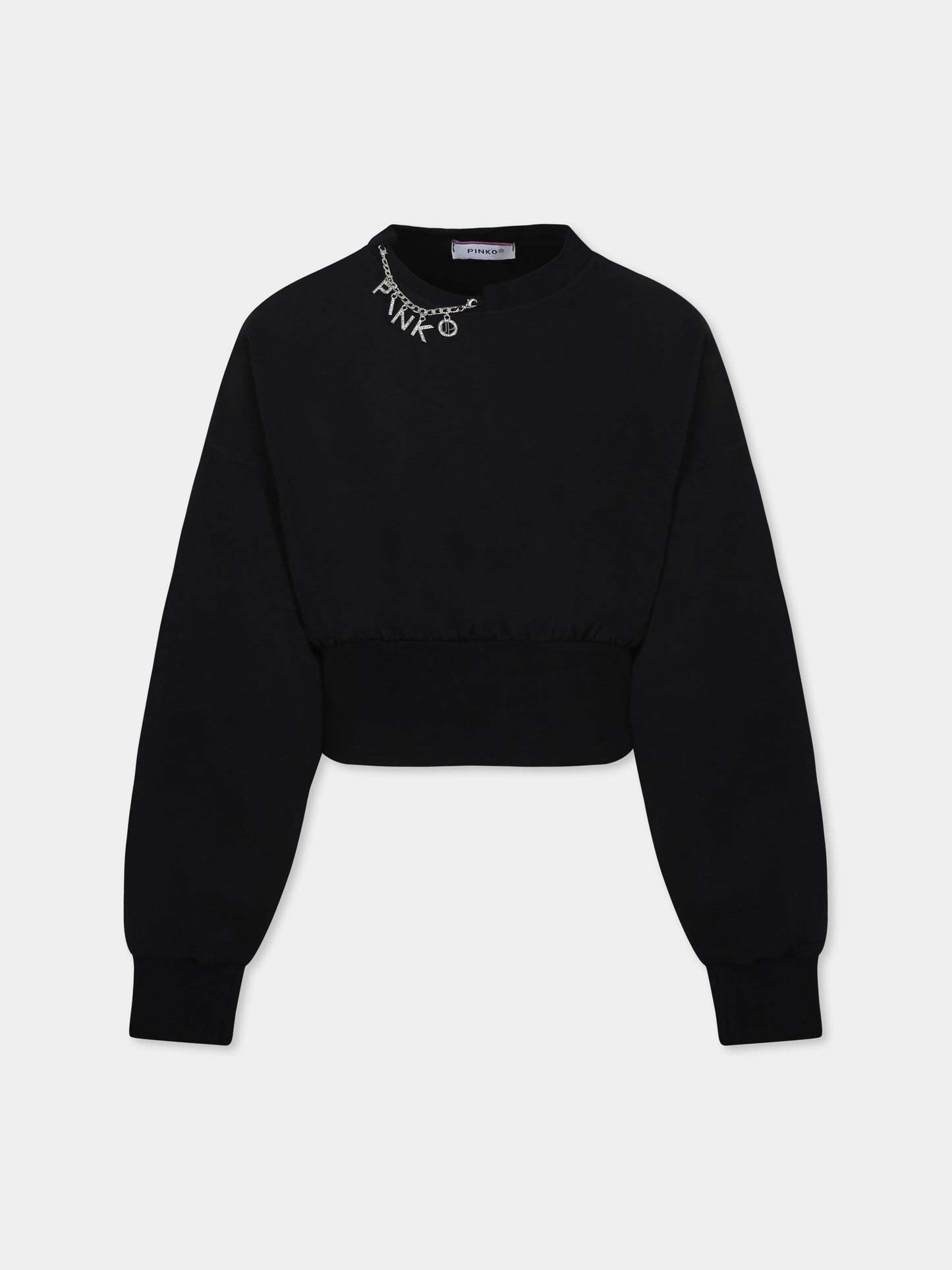 Felpa crop nera per bambina con logo,Pinko,F4PIJGSW035 110