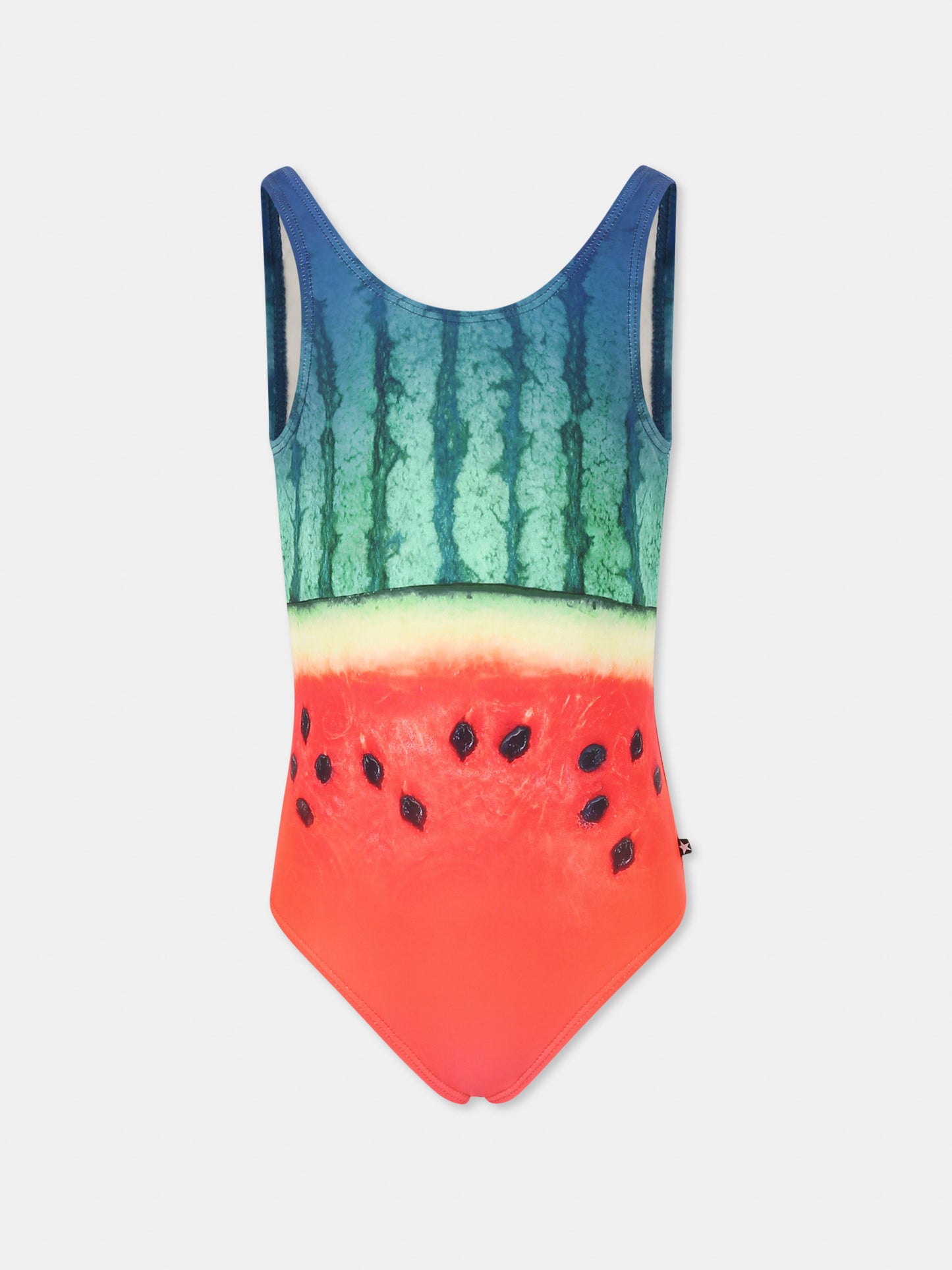 Multicolor swimsuit for girl with watermelon print