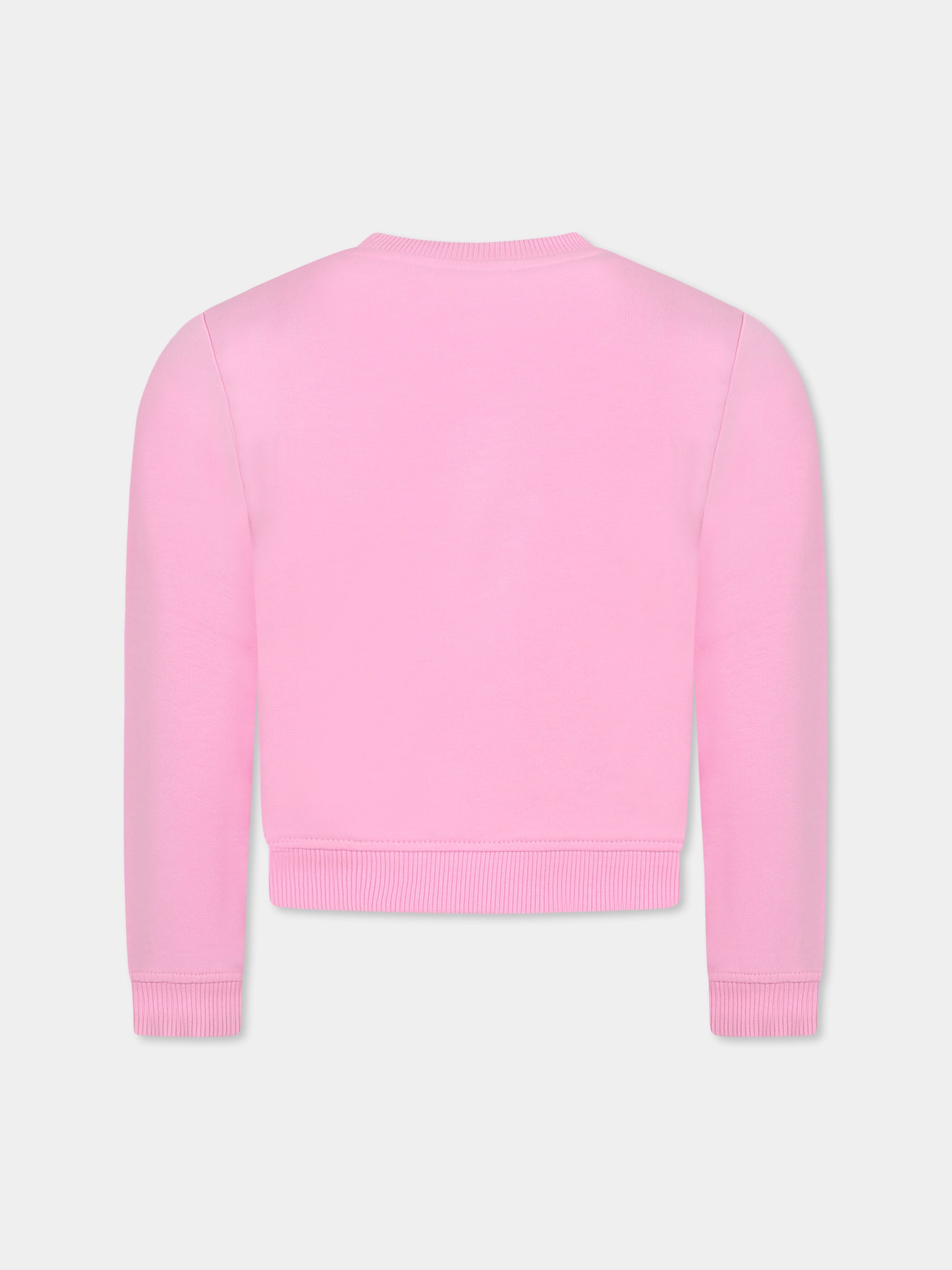 Felpa rosa per bambina con Teddy Bear,Moschino Kids,HHF02M LDA16 50243