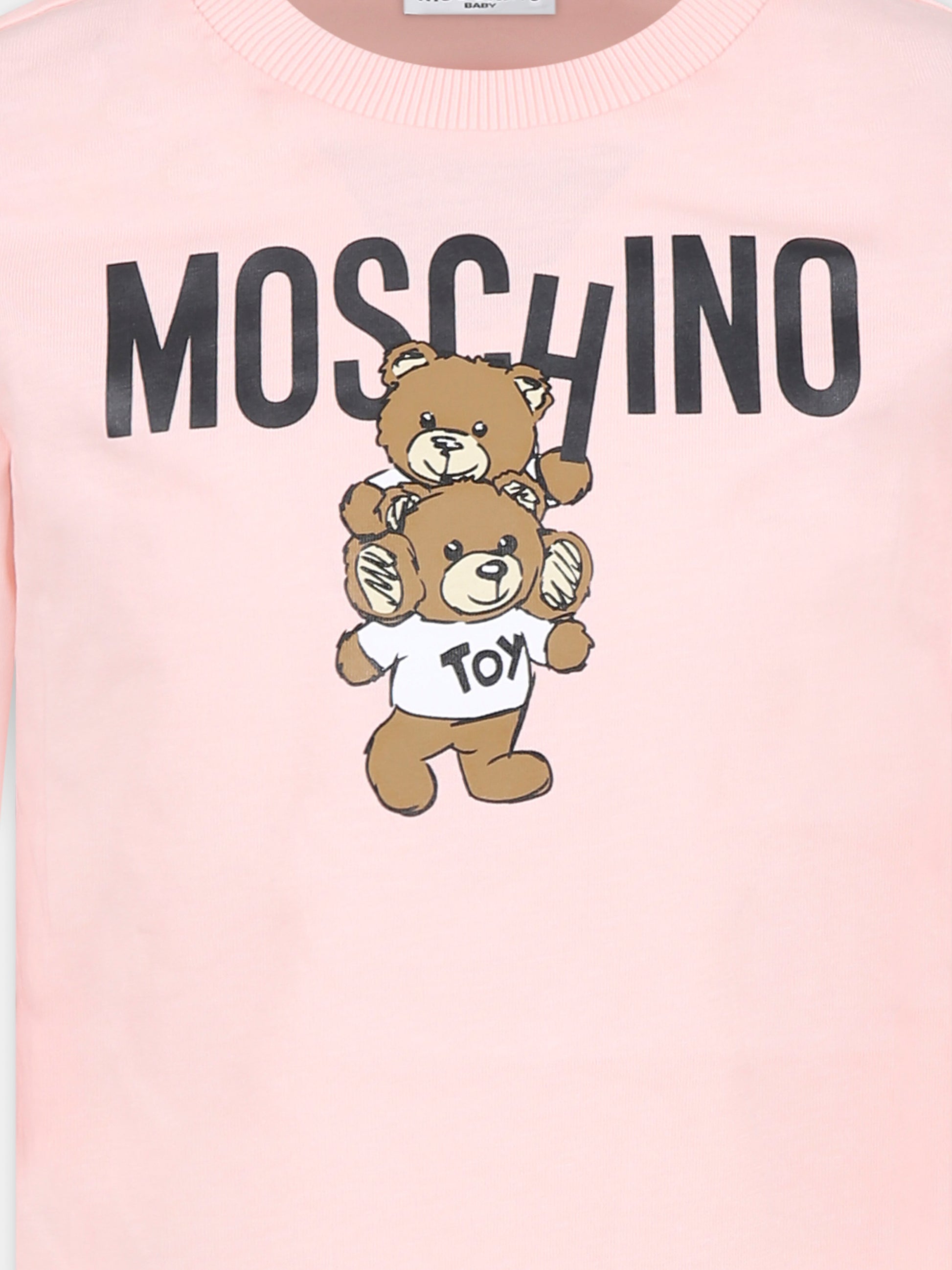 T-shirt rosa per bambina con due Teddy Bears,Moschino Kids,HUO00W LAA01 50209