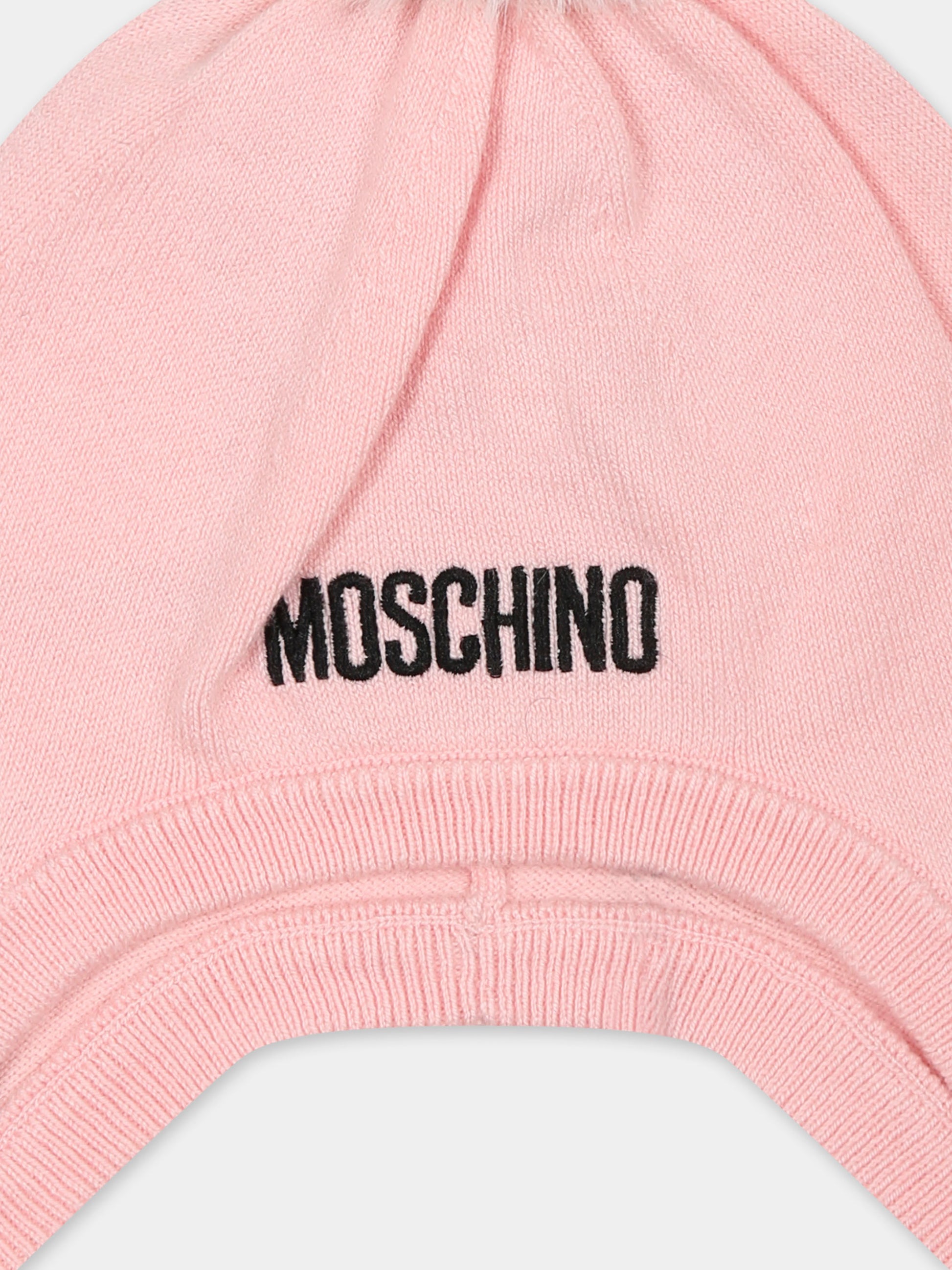 Berretto rosa per neonata con Teddy Bear,Moschino Kids,MUX04Z LHE66 50209