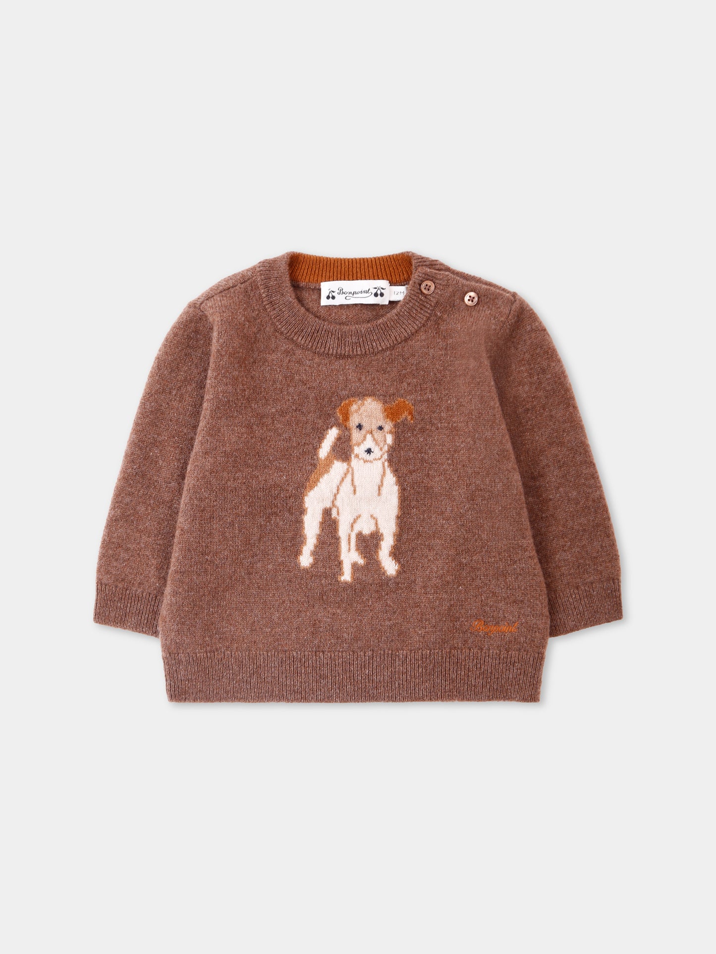Maglione marrone per neonato con cane,Bonpoint,W05YJUK00004 167