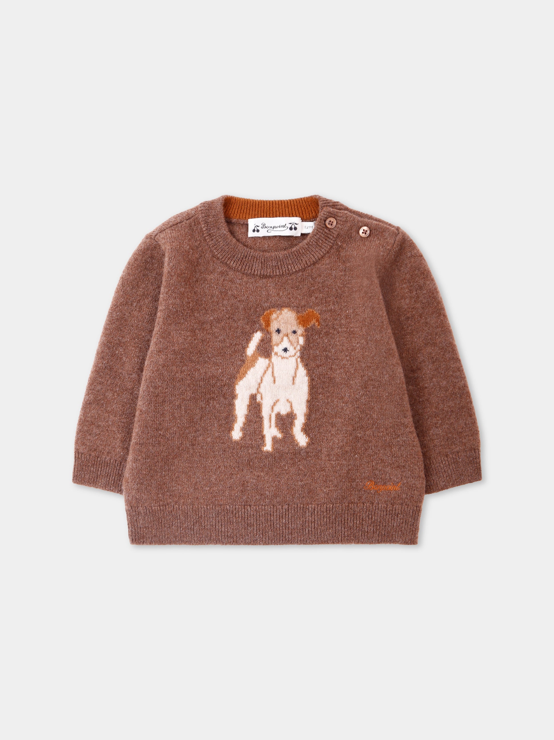 Maglione marrone per neonato con cane,Bonpoint,W05YJUK00004 167