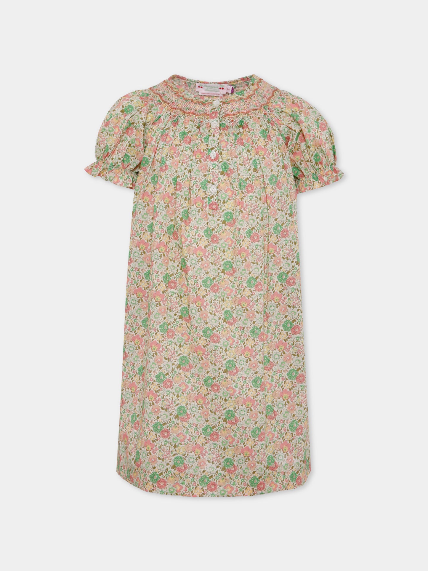 Vestito multicolor per bambina con stampa floreale,Bonpoint,W05GDRW00071 521