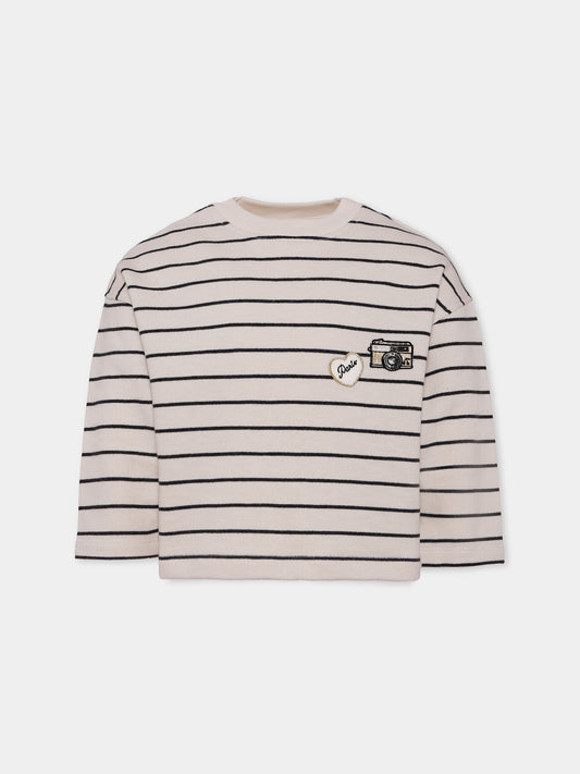 Felpa avorio per bambina con macchina fotografica,Bonpoint,P05GSWK00001 299