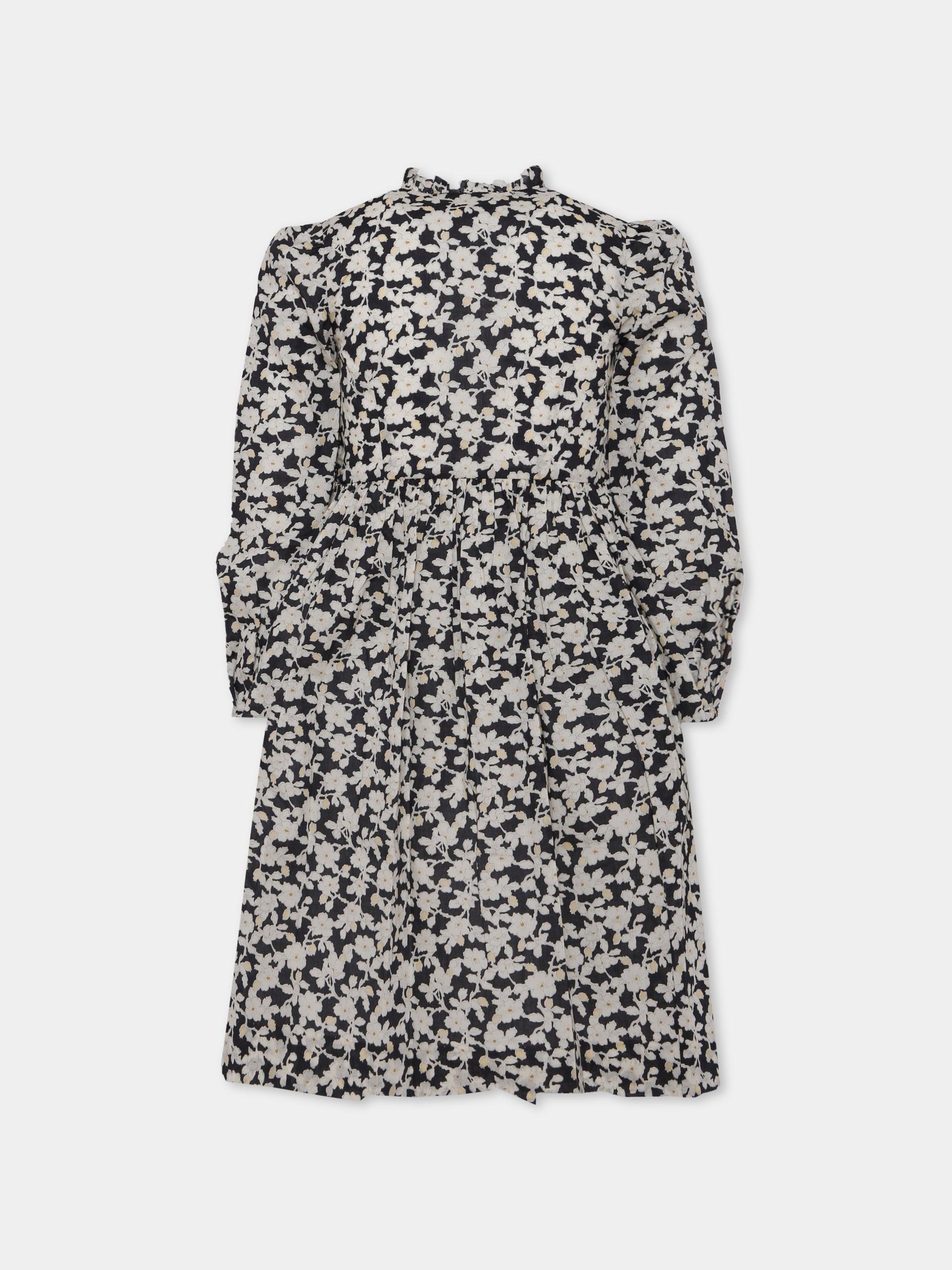 Vestito nero per bambina con stampa florale,Bonpoint,P05GDRW00011 599