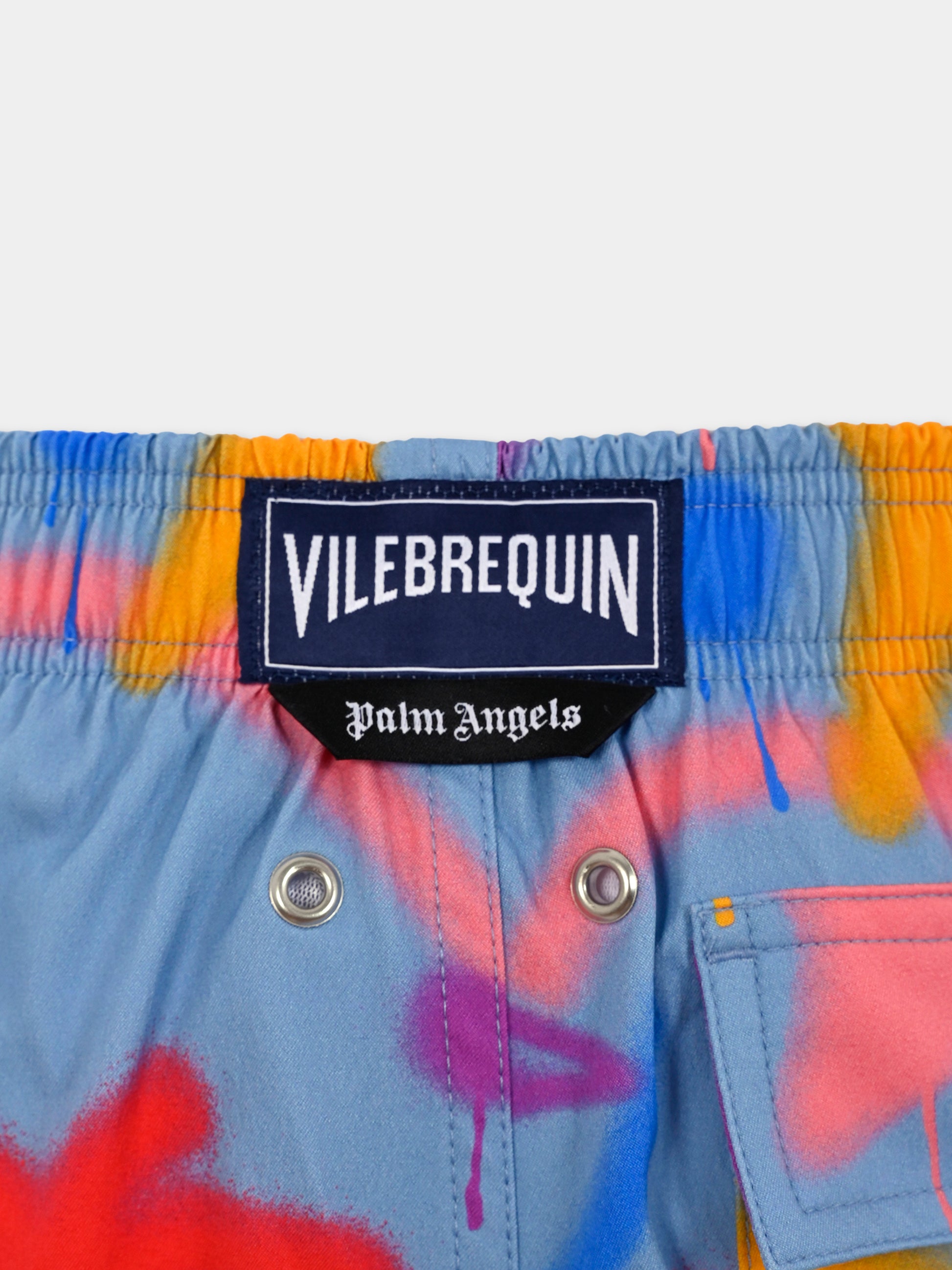 Boxer mare celeste per bambino con palma e stella,Palm Angels,PBFD001F25FAB0014084