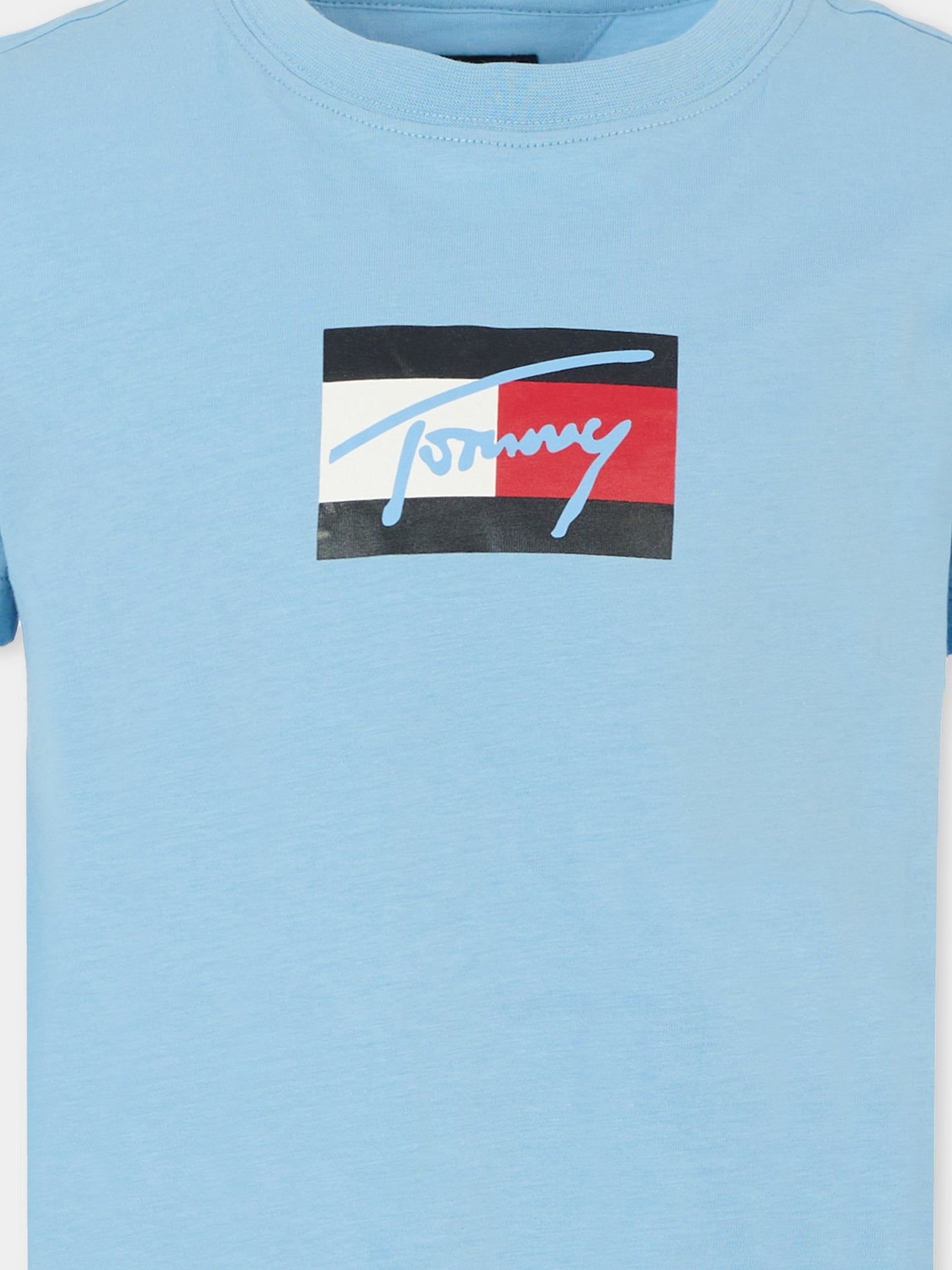 T-shirt azzurra per bambini con logo,Tommy Hilfiger Junior,25CTHKB0KB09725 C14
