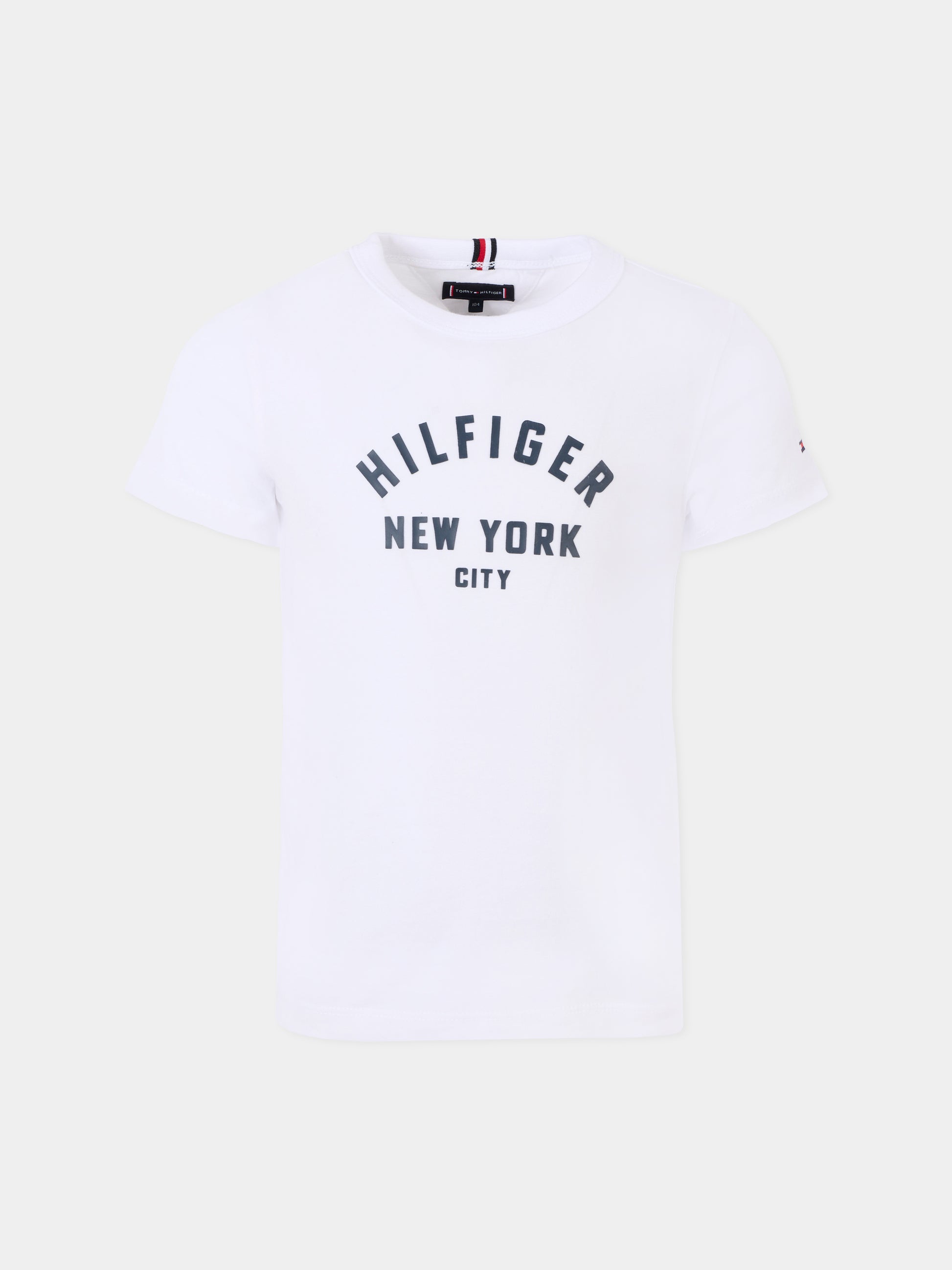 T-shirt bianca per bambino con logo blu,Tommy Hilfiger Junior,25CTHKB0KB09800 YBR