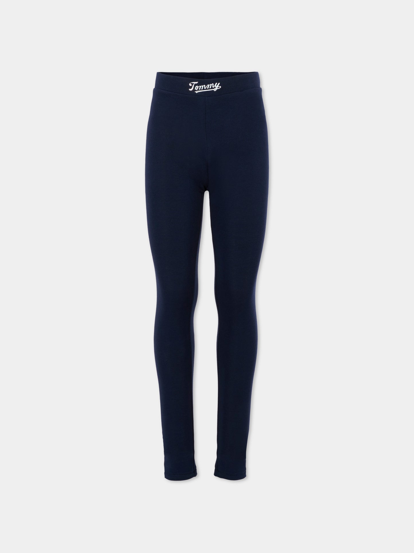 Leggings blu per bambina con logo argentato,Tommy Hilfiger Junior,25CTHKG0KG08628 C1G