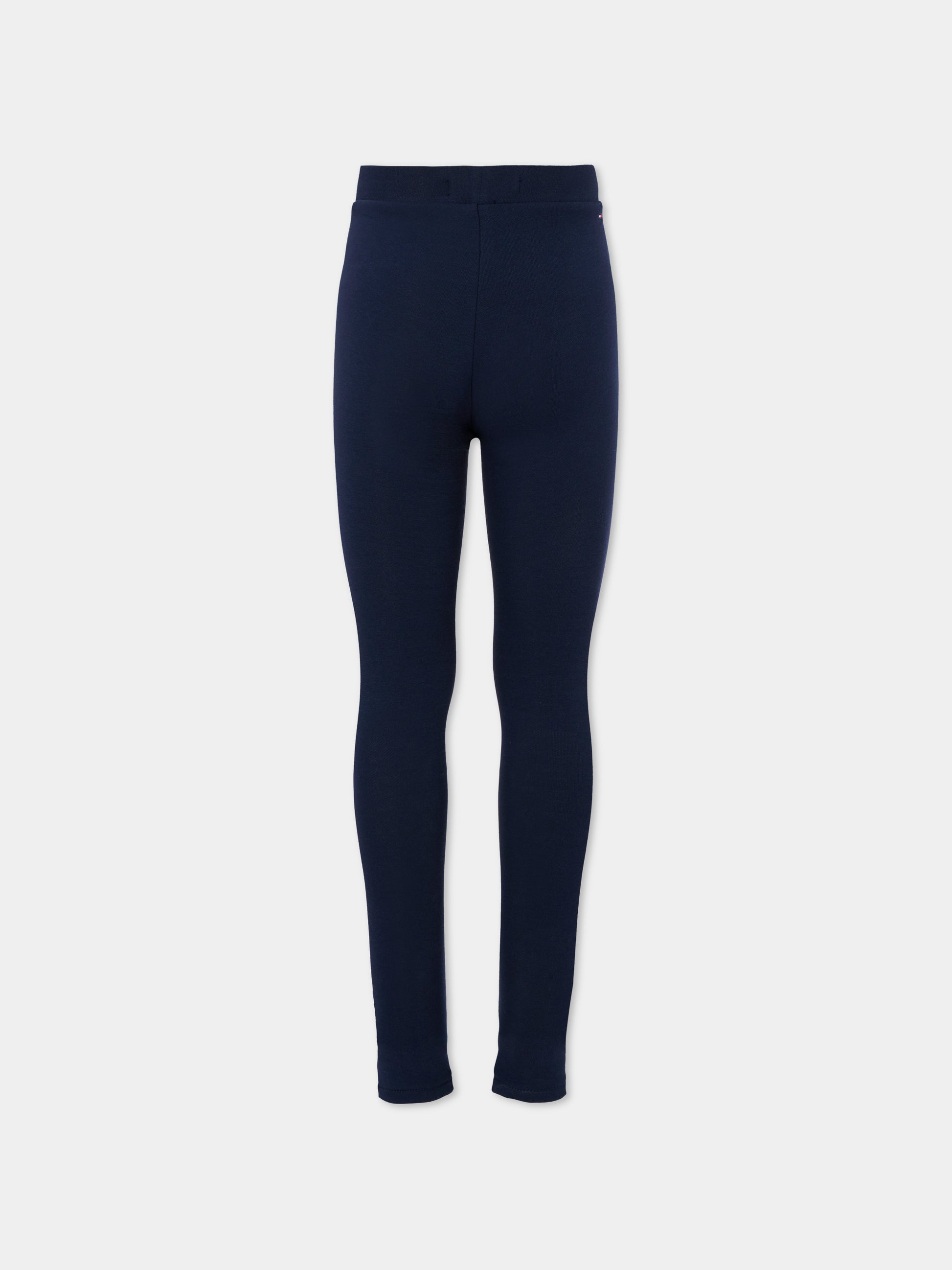 Leggings blu per bambina con logo argentato,Tommy Hilfiger Junior,25CTHKG0KG08628 C1G