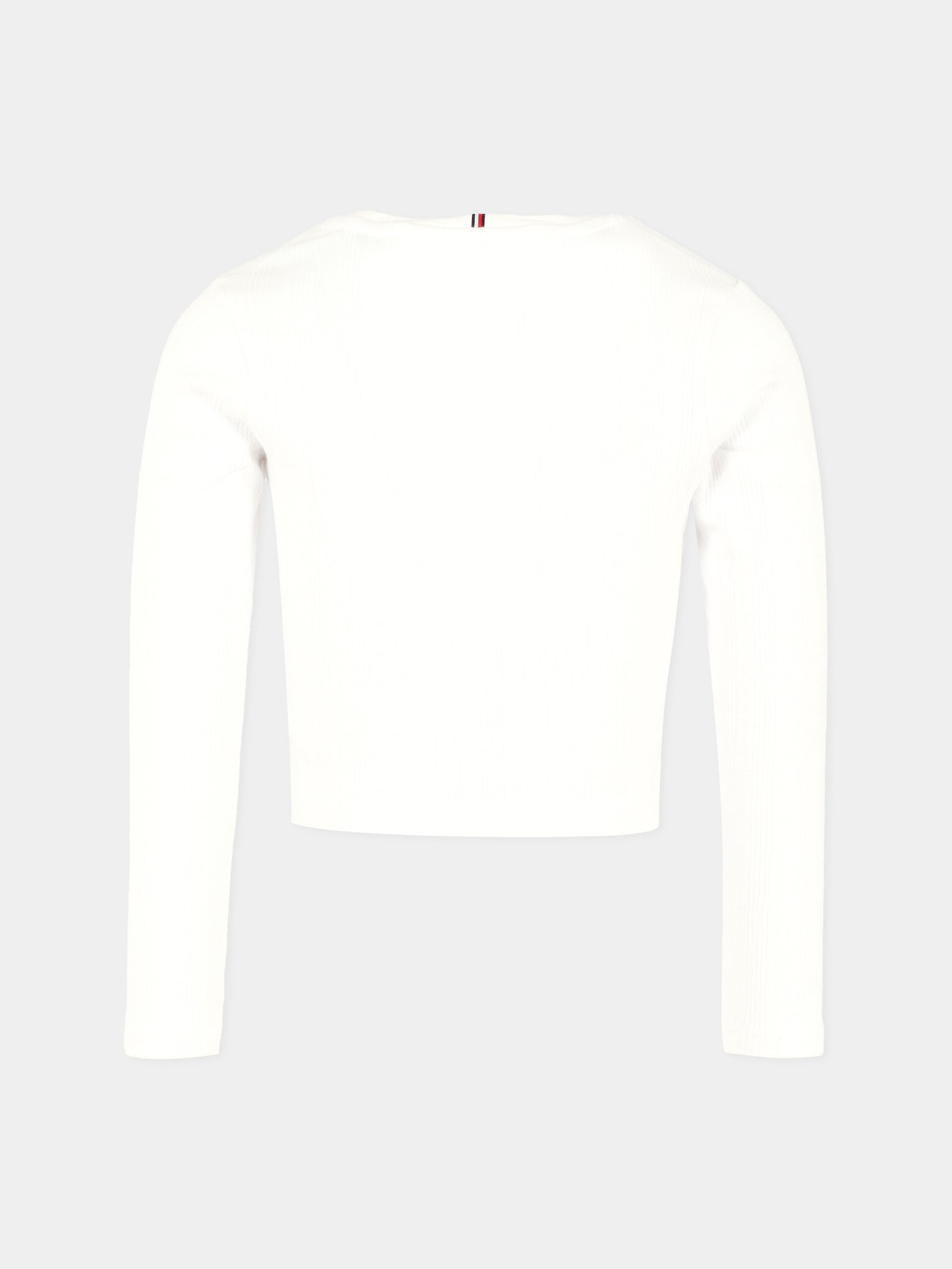 T-shirt bianca per bambina con bandierina,Tommy Hilfiger Junior,25CTHKG0KG08631 YBR