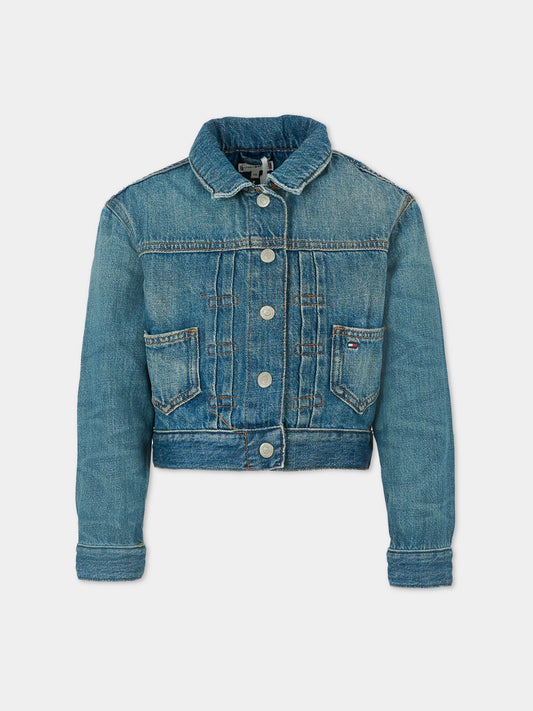 Giubbotto di jeans blu per bambina con logo,Tommy Hilfiger Junior,25CTHKG0KG08752 1BK
