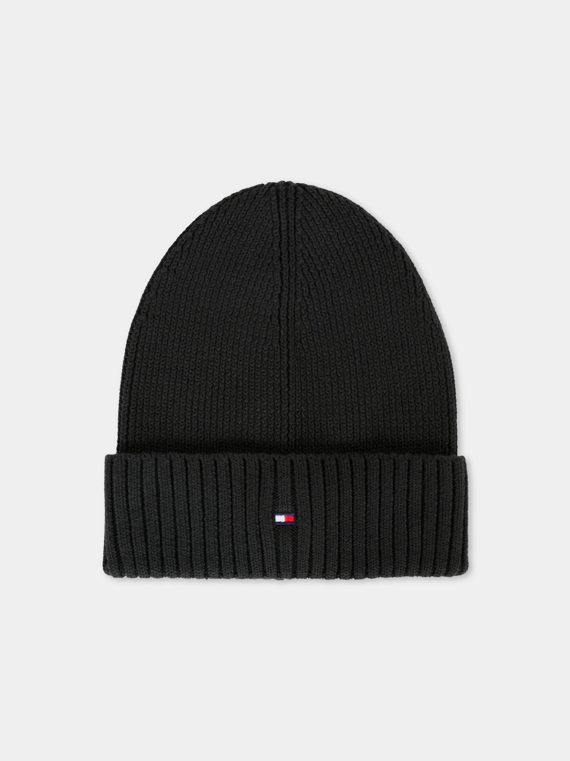 Berretto nero per bambini con logo,Tommy Hilfiger Junior,25CTAAU0AU01526 BDS