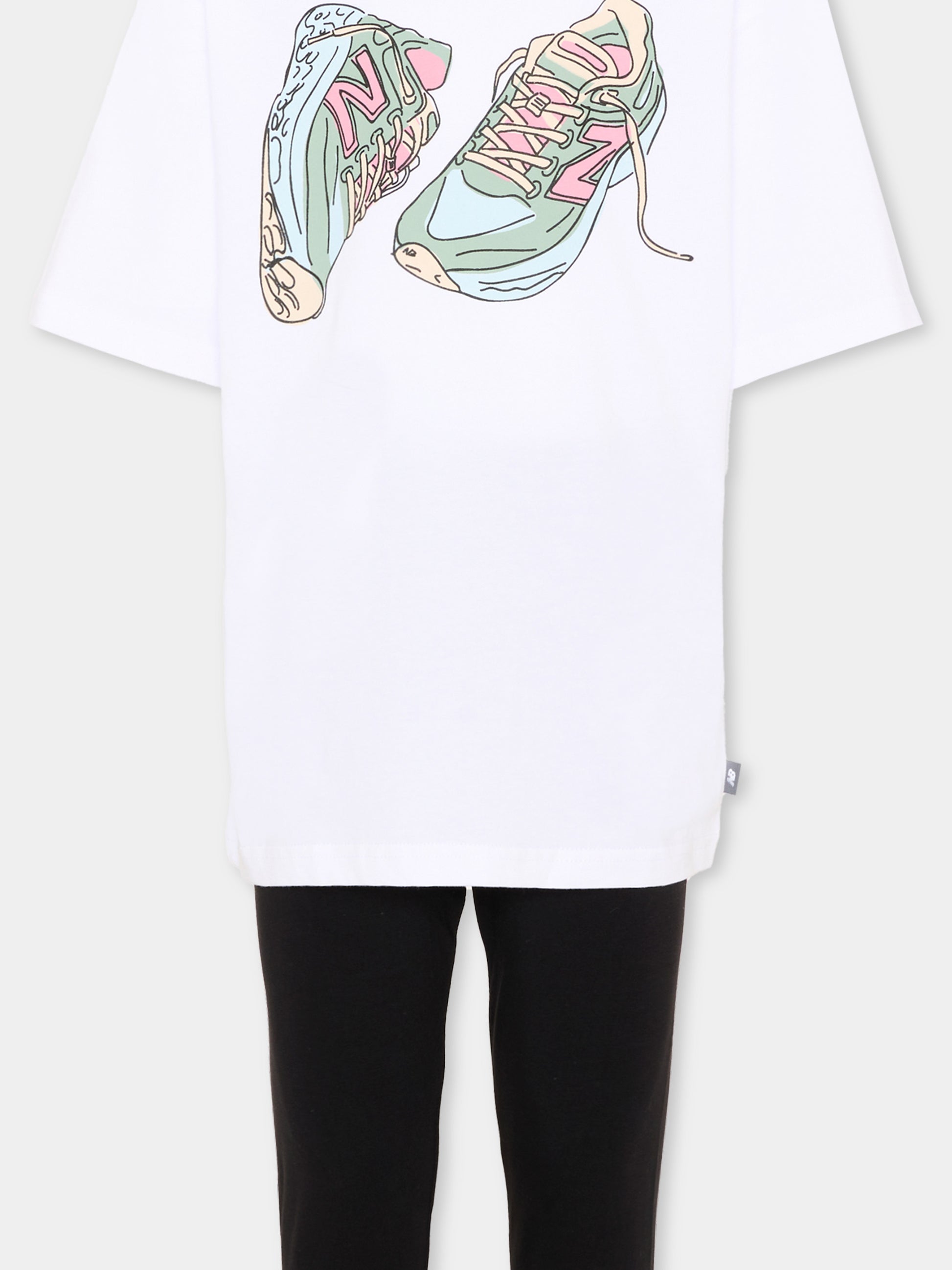 Completo sportivo bianco per bambina con stampa sneakers,New Balance,LAKG0242 BWE