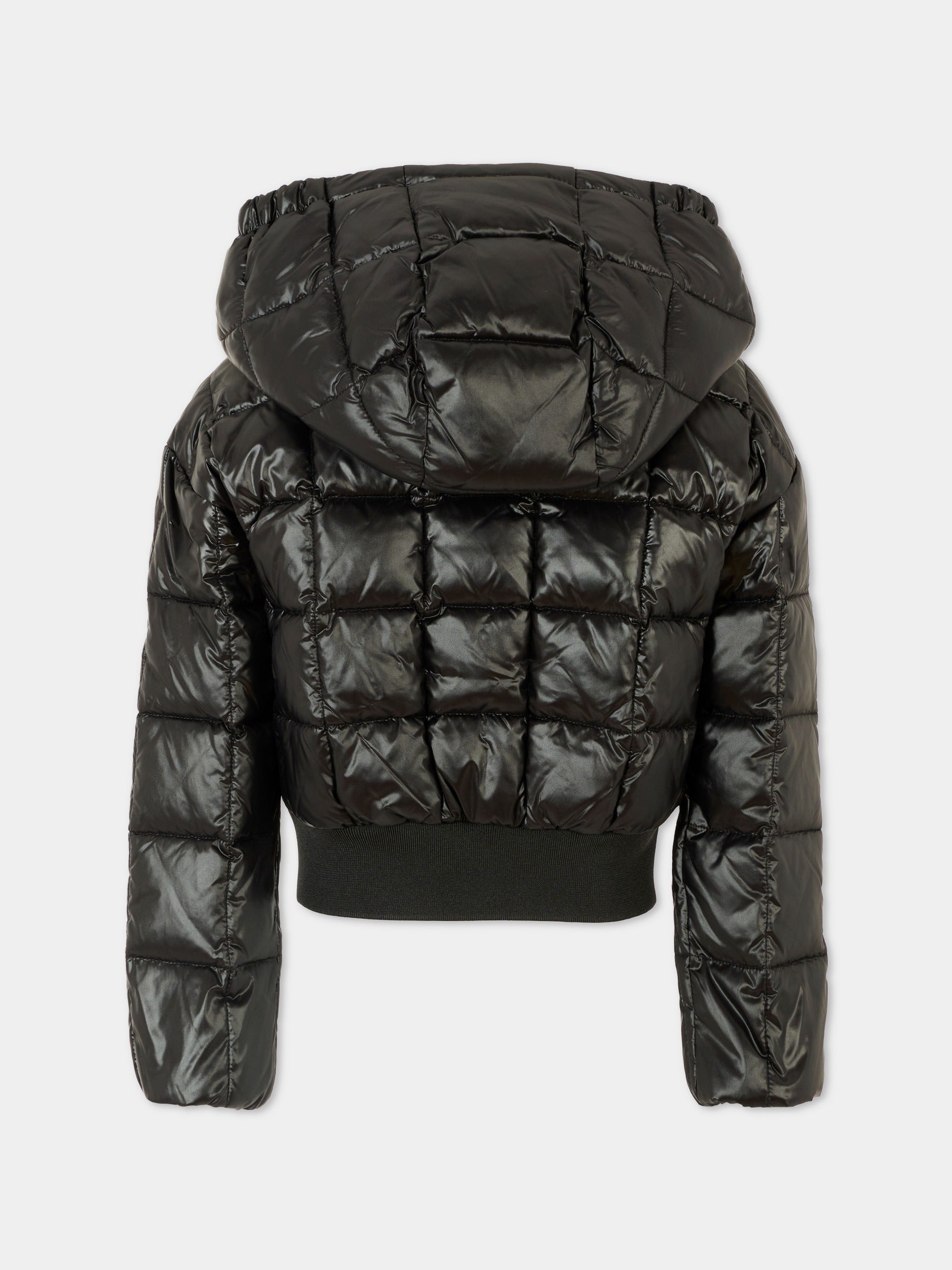 Piumino crop nero per bambina con logo ricamato,Calvin Klein Kids,25CCKIG0IG02988 BEH